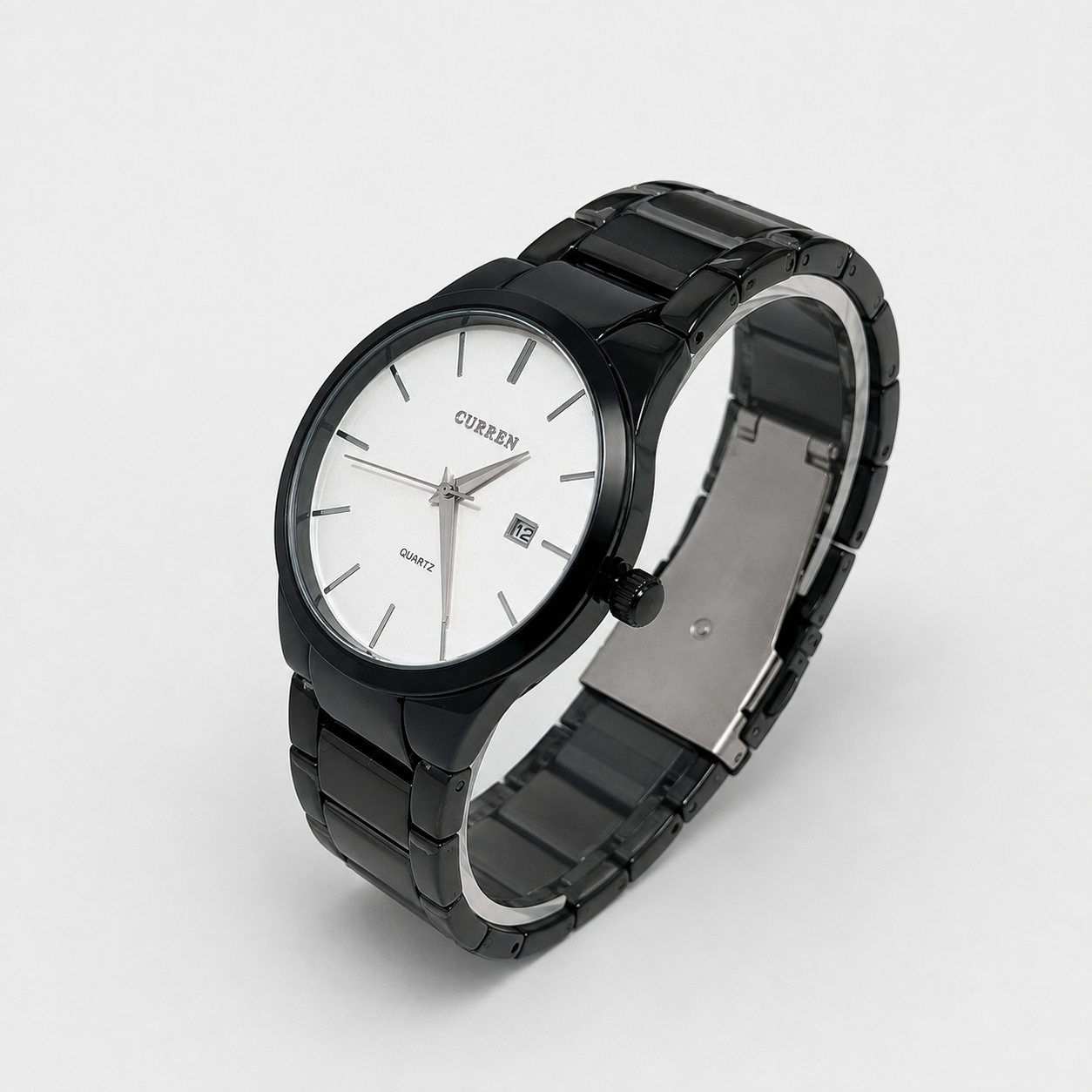 Reloj Curren para caballero 8106-2 Metal negro con esfera blanca-2