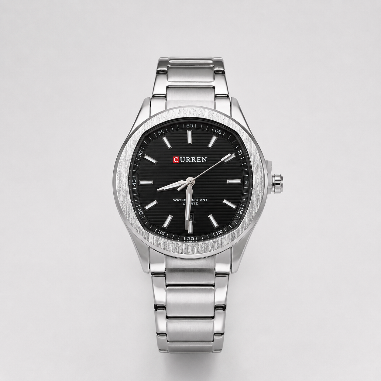 Reloj Curren para caballero 8474-1 Metal plateado con esfera negra-0