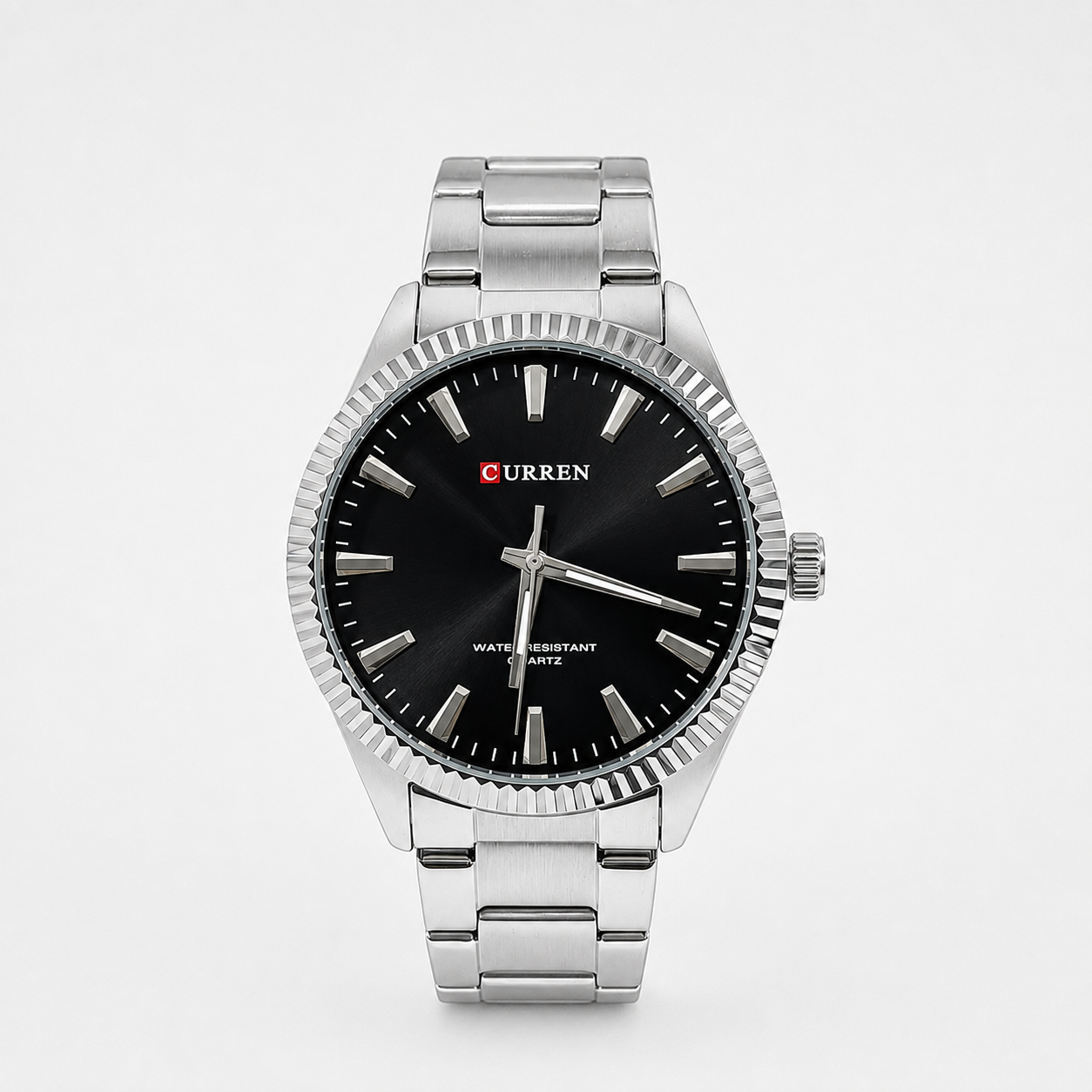 Reloj Curren para caballero 8425-1 Metal plateado con esfera negra-0