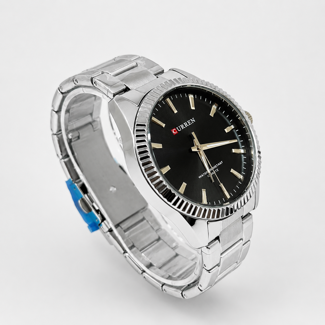 Reloj Curren para caballero 8425-1 Metal plateado con esfera negra-2