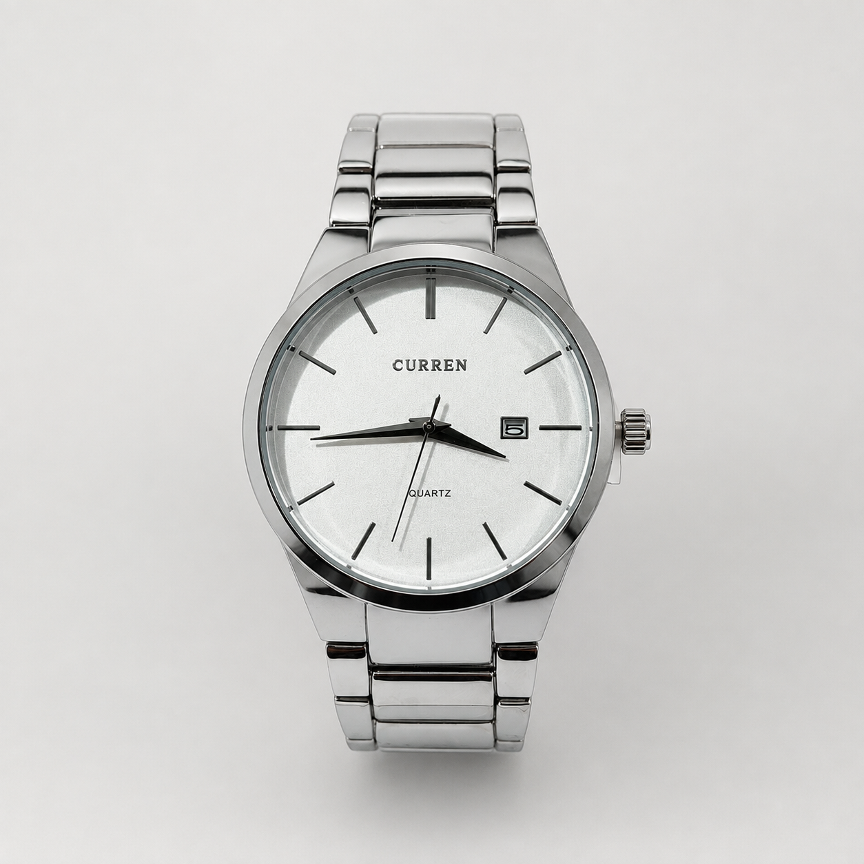 Reloj Curren para caballero 8106-4 Metal plateado con esfera blanca-0