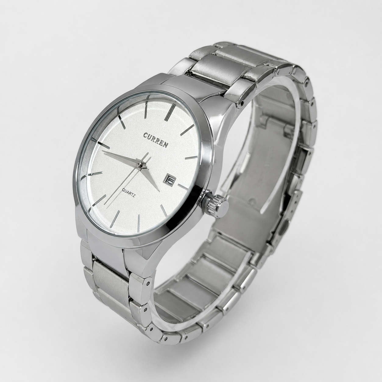 Reloj Curren para caballero 8106-4 Metal plateado con esfera blanca-1