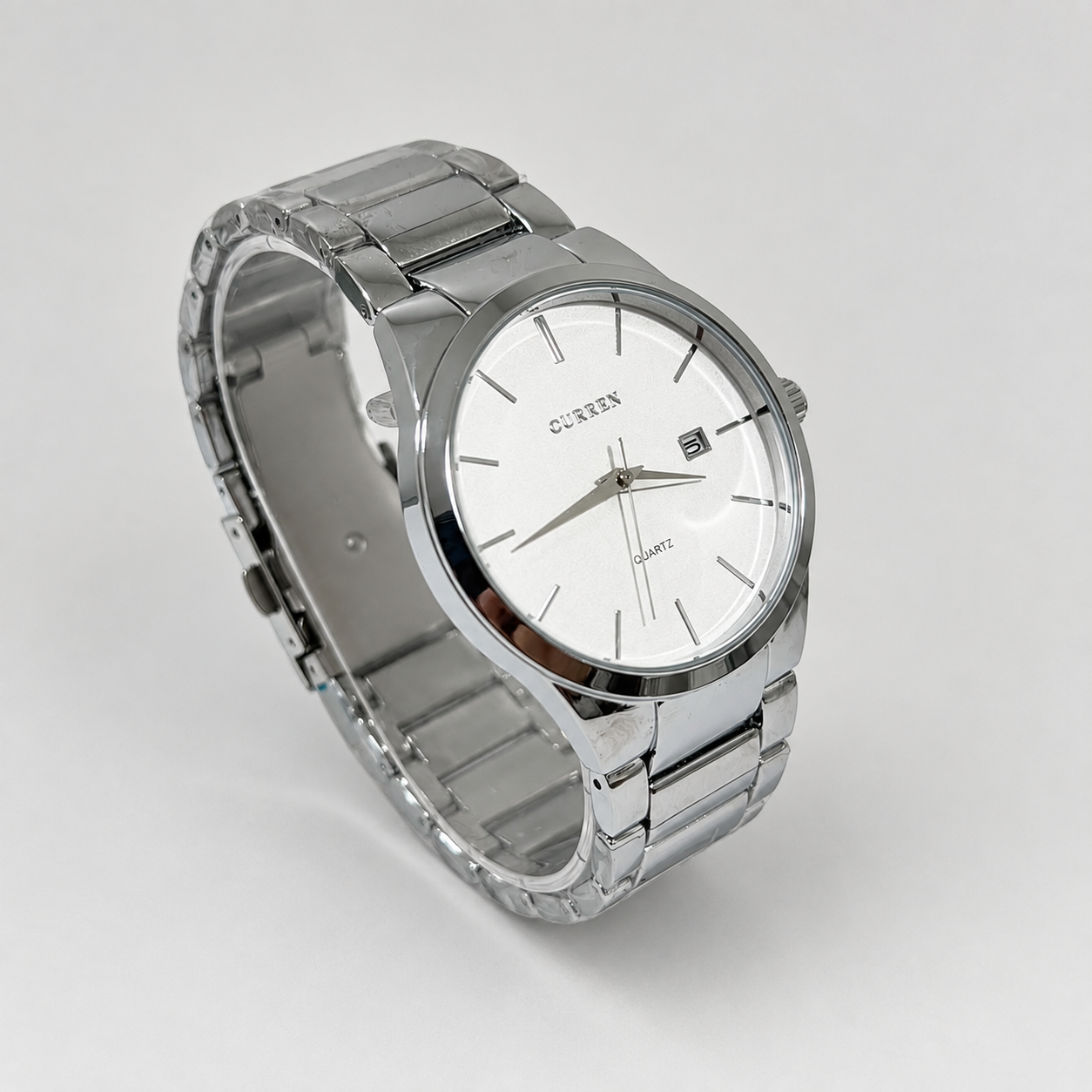 Reloj Curren para caballero 8106-4 Metal plateado con esfera blanca-2