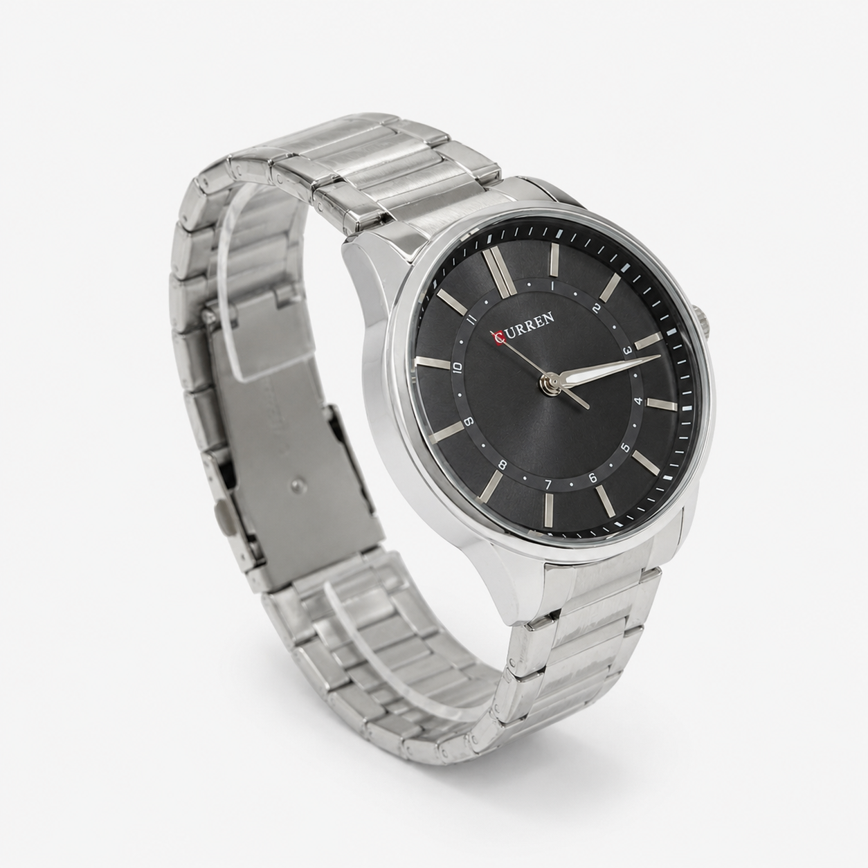 Reloj Curren para caballero 8430-2 Metal plateado con esfera negra-1