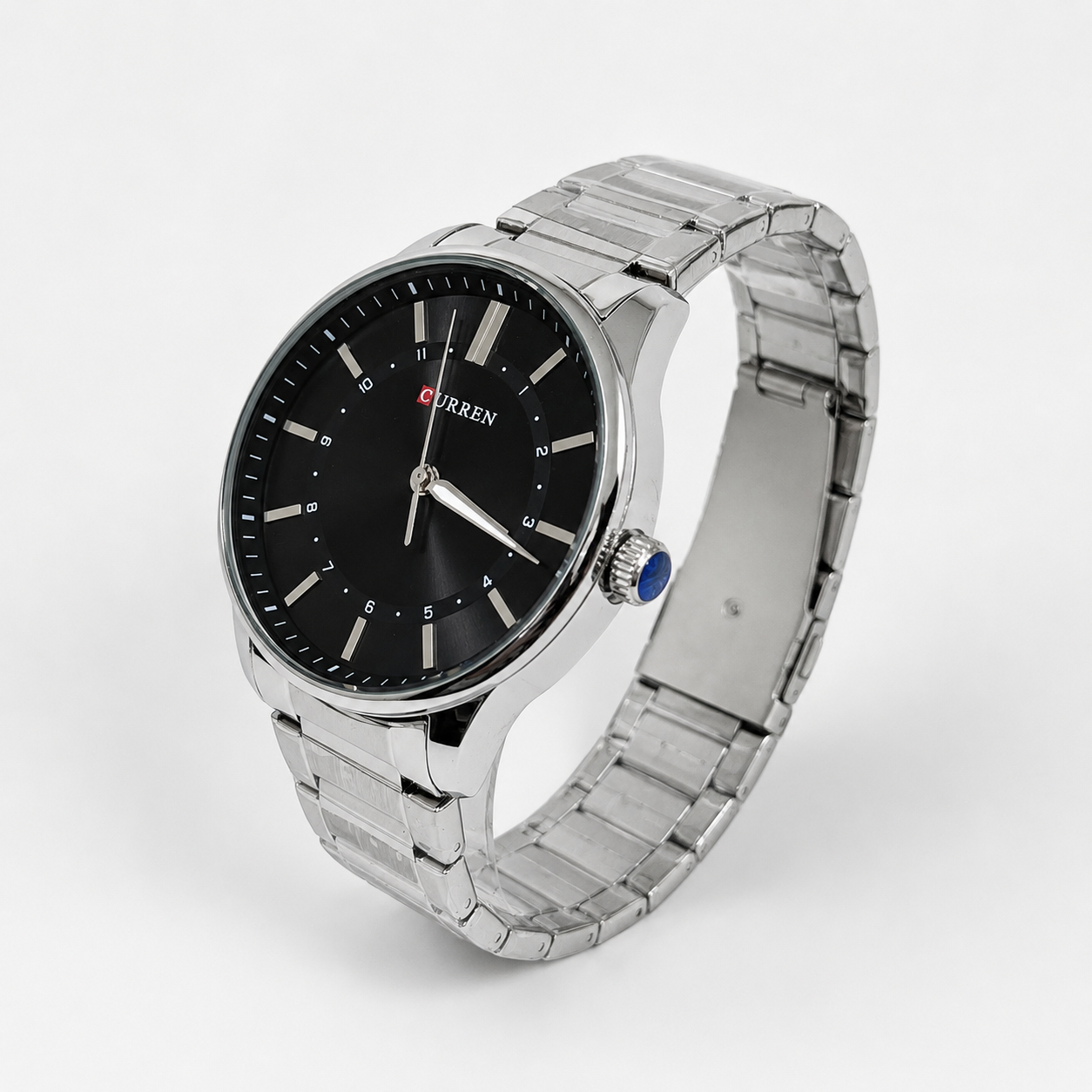 Reloj Curren para caballero 8430-2 Metal plateado con esfera negra-2