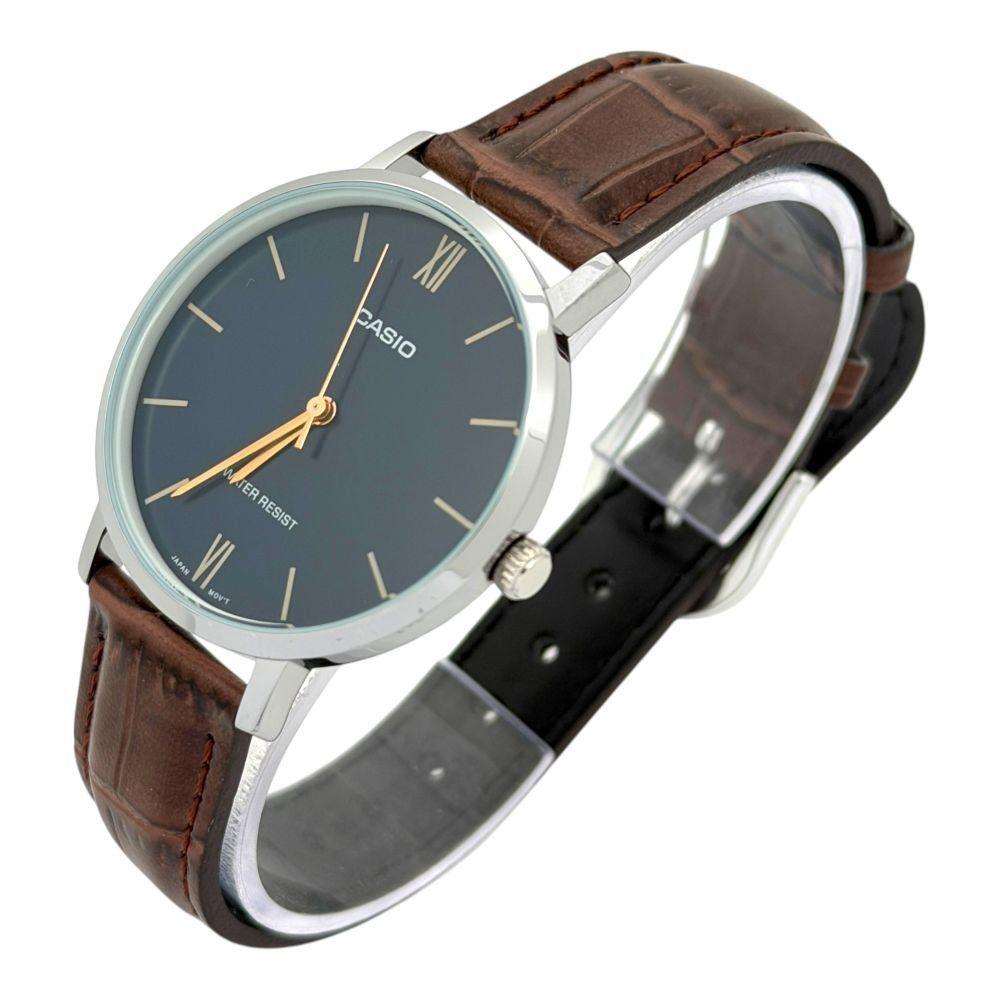 Reloj Casio Mujer Análogo LTP-VT01L-2B Cuero cafe fondo azul-2