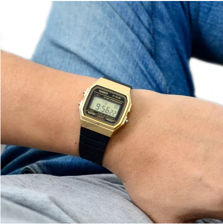 Reloj De Pulsera Casio Colección F-91WM-9A correa resina marco dorado-3