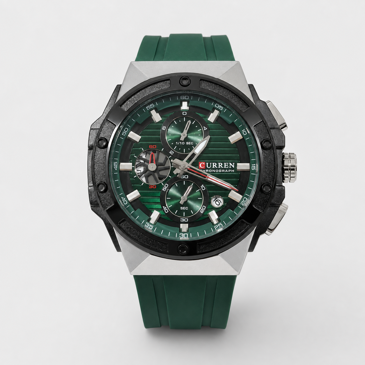Reloj Curren para caballero 8462-2 Resina verde con esfera verde-0
