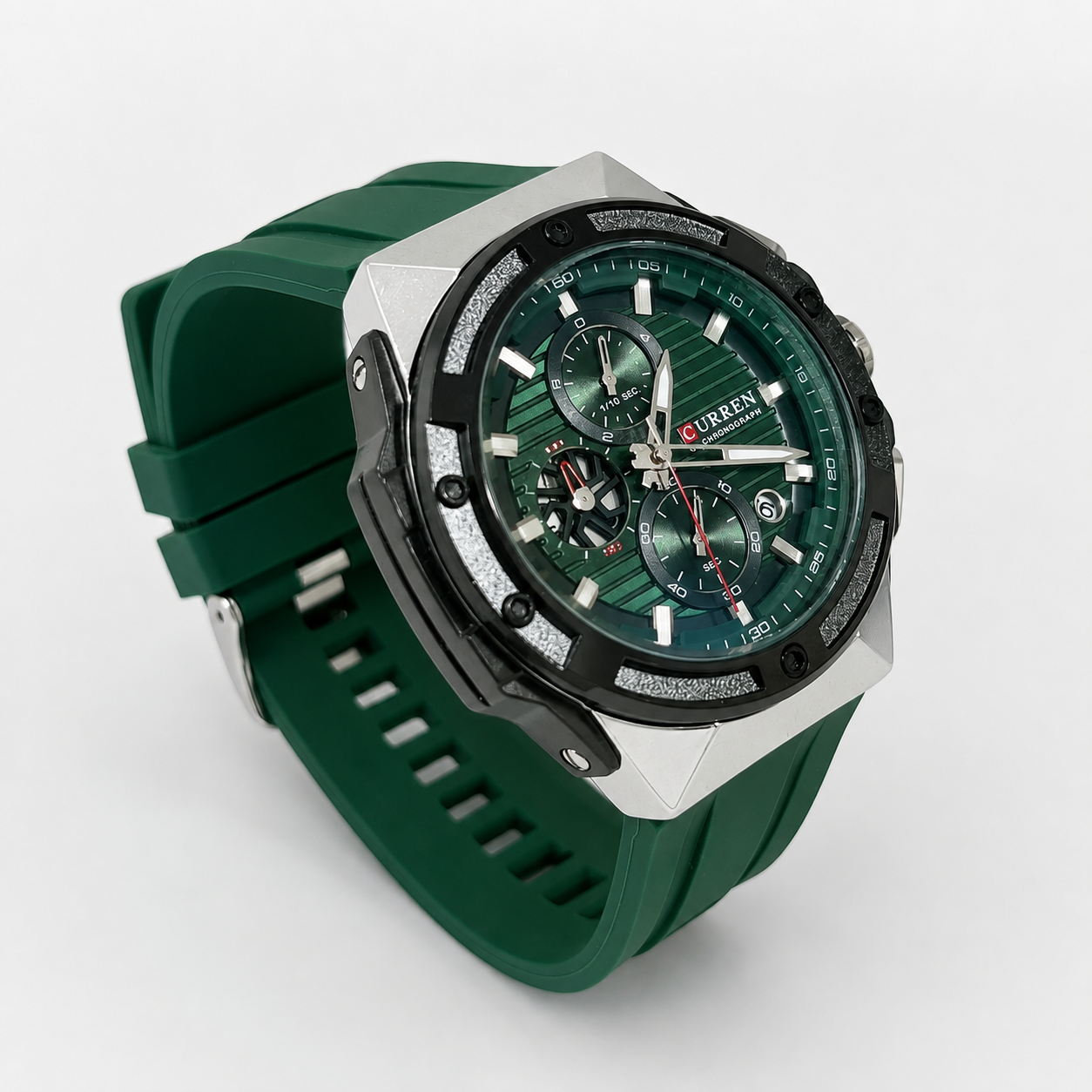 Reloj Curren para caballero 8462-2 Resina verde con esfera verde-1