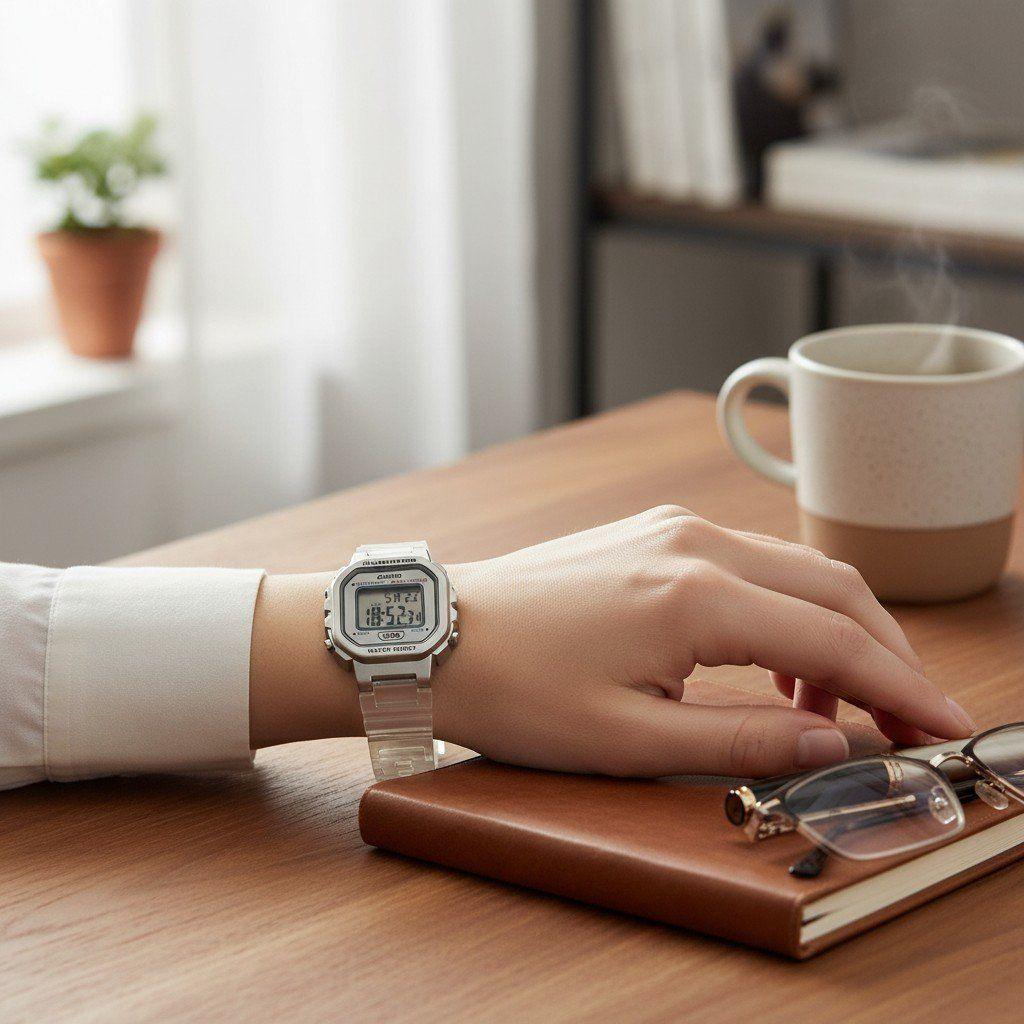Reloj Casio Dama LA-20WHS-7A correa resina transparente-4