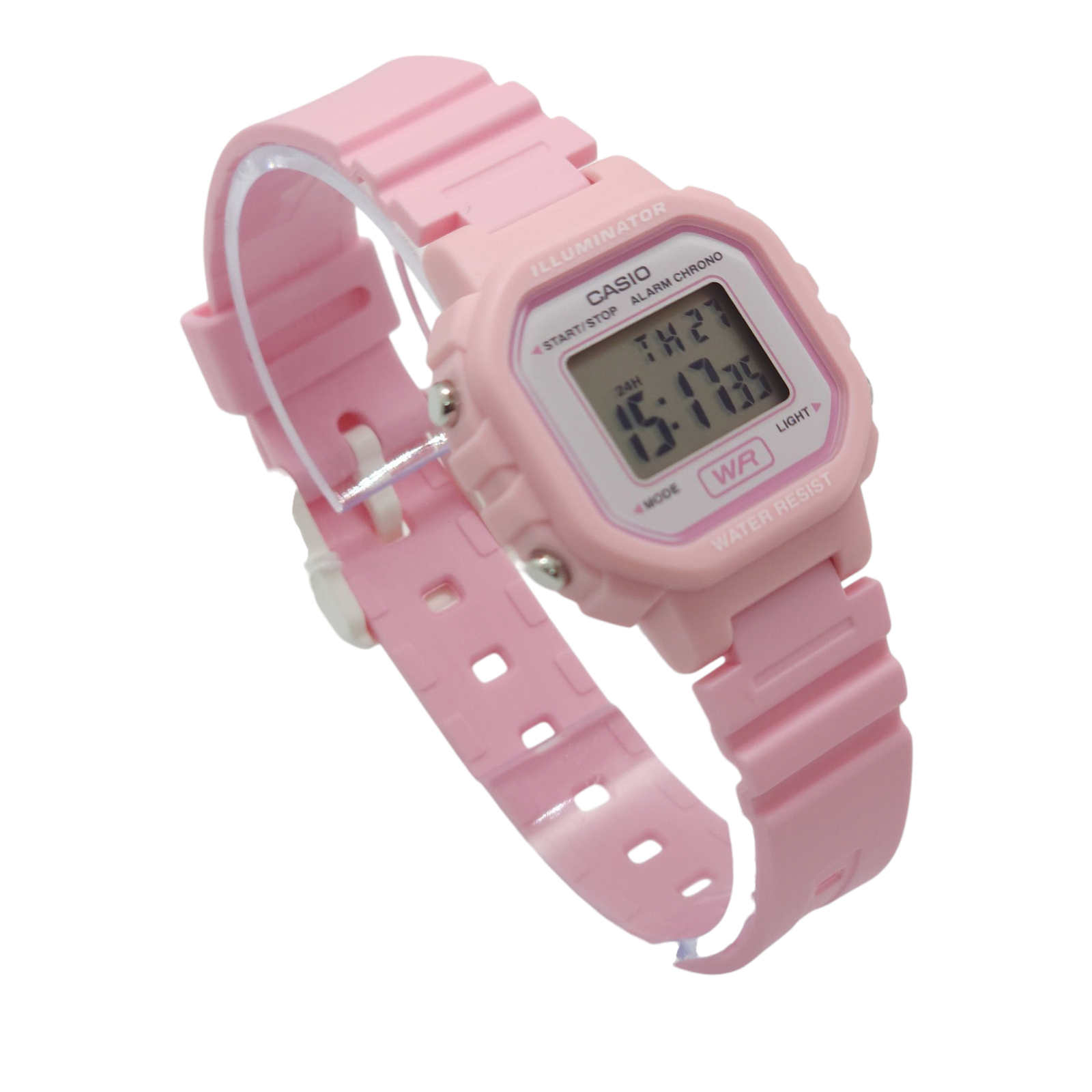 Reloj Pulsera Digital Casio LA-20WH-4A1 Con Correa De Resina Color Rosa - Fondo Gris-2