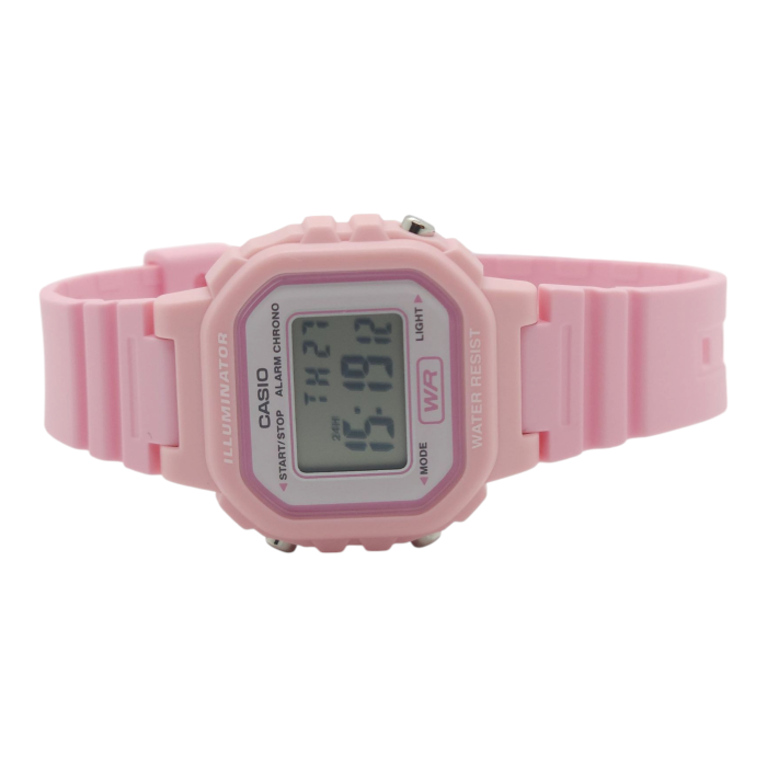 Reloj Pulsera Digital Casio LA-20WH-4A1 Con Correa De Resina Color Rosa - Fondo Gris-4