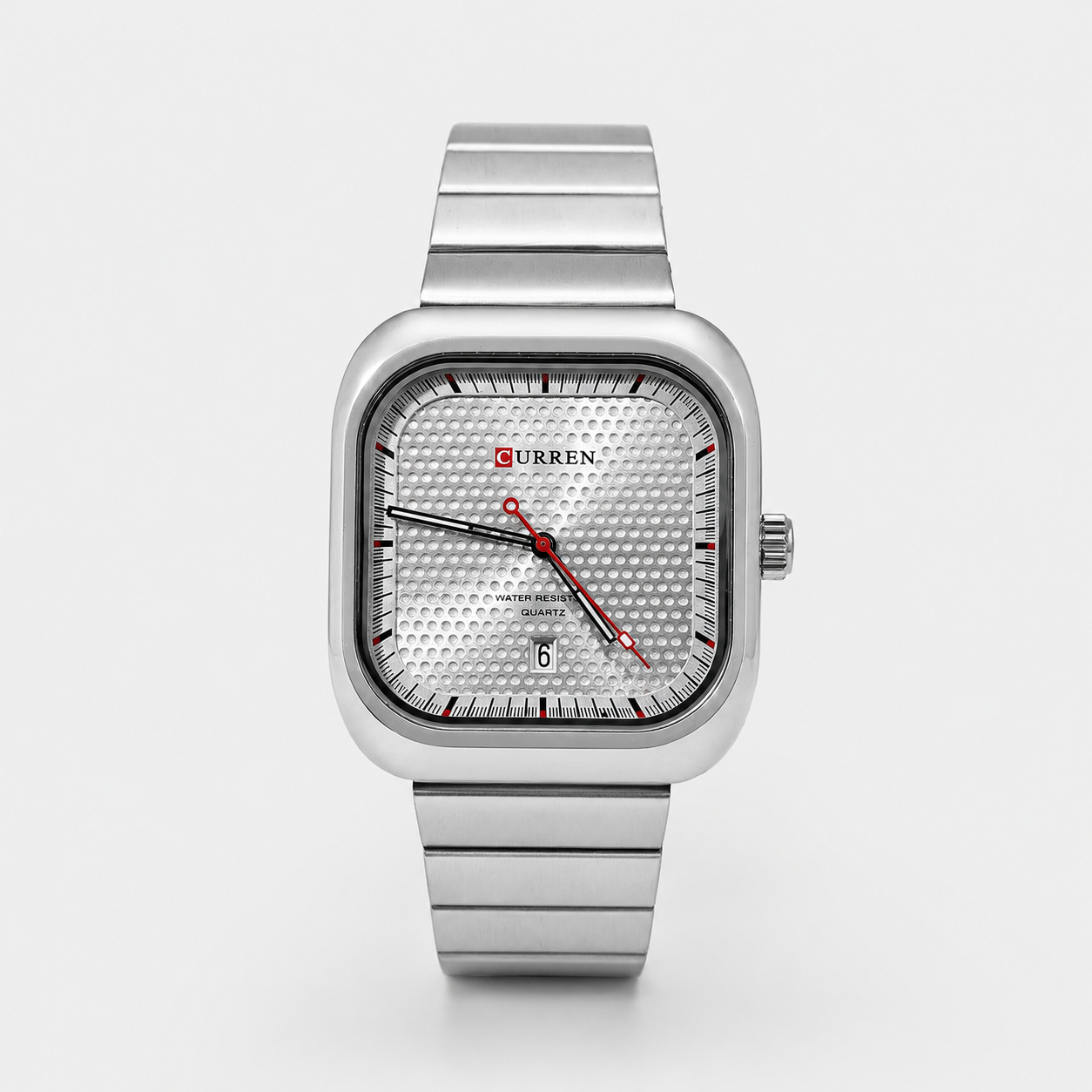 Reloj Curren para caballero 8460-4 Metal plateado con esfera blanca-0
