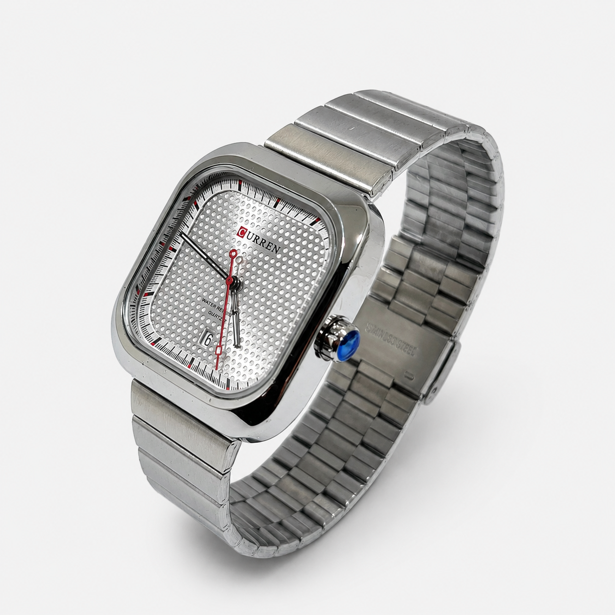 Reloj Curren para caballero 8460-4 Metal plateado con esfera blanca-2