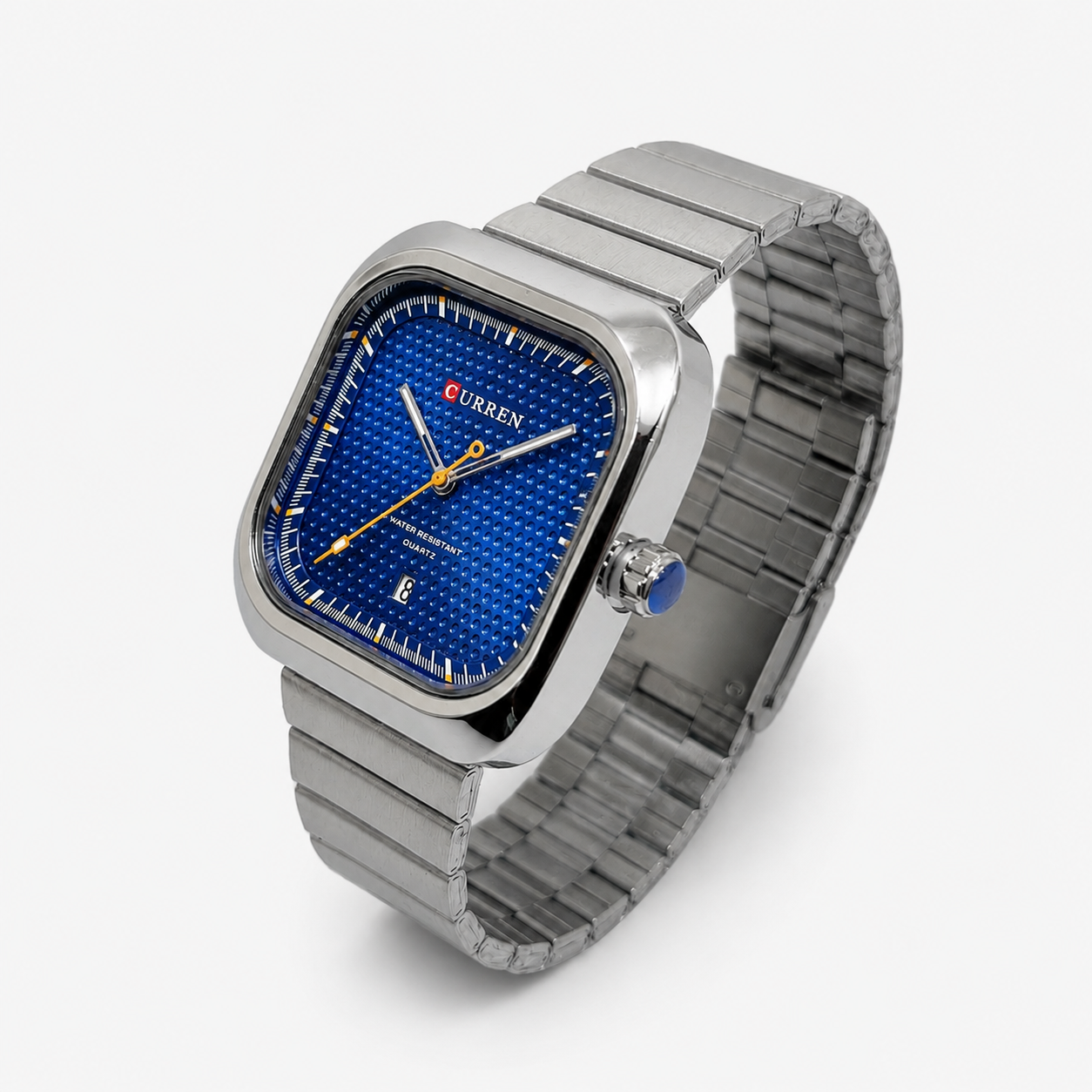 Reloj Curren para caballero 8460-3 Metal plateado con esfera azul-2