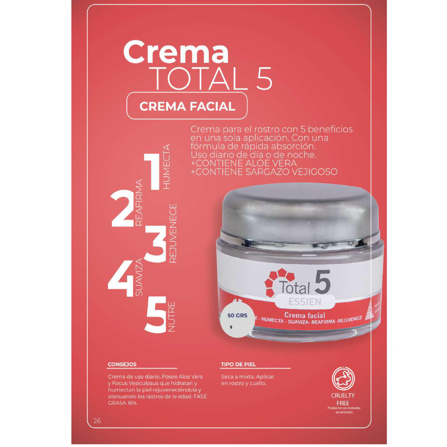 Crema Facial Total 5 Essien 50grs-2
