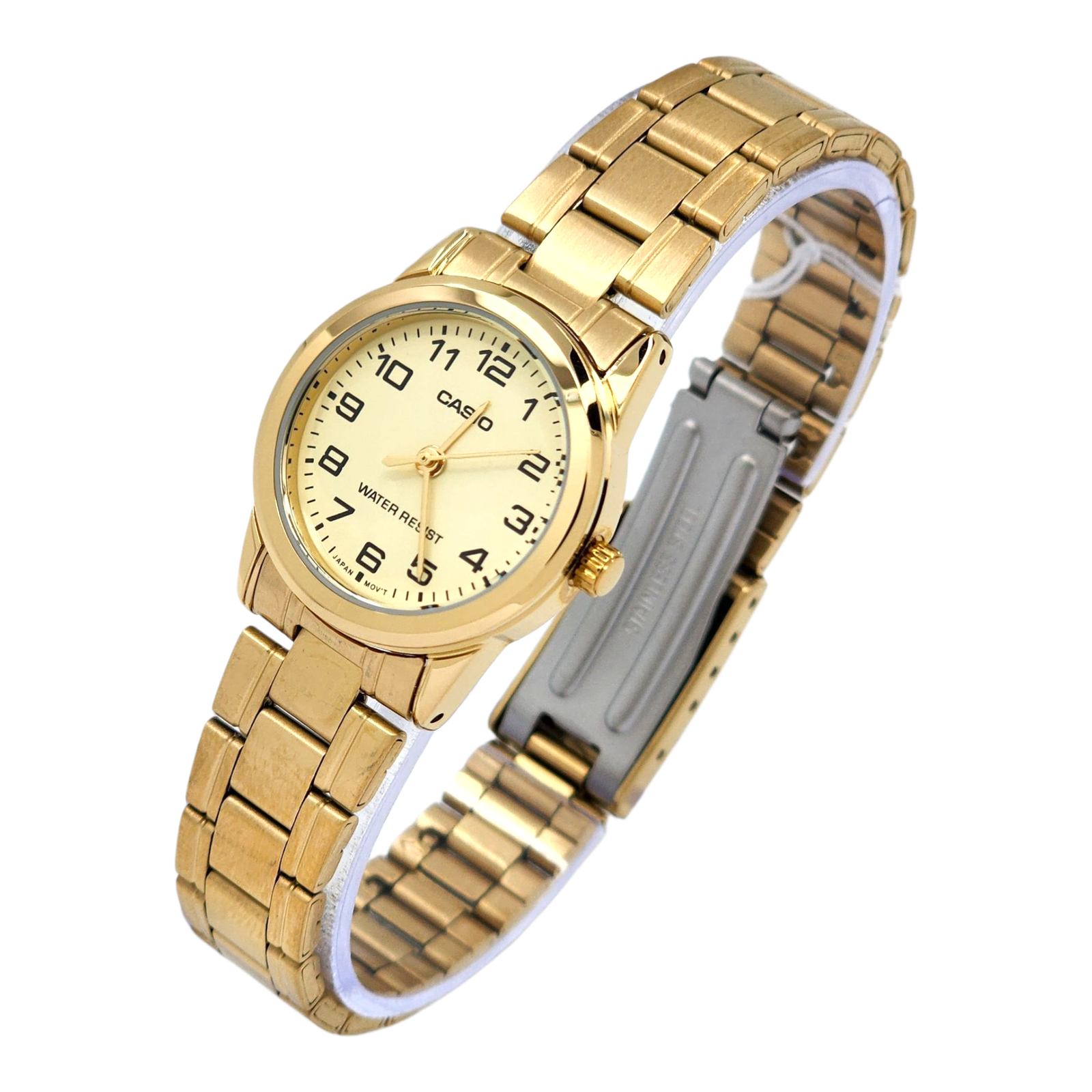 Reloj Casio Mujer LTP-V001G-9B correa acero inoxidable dorada fondo dorado-2