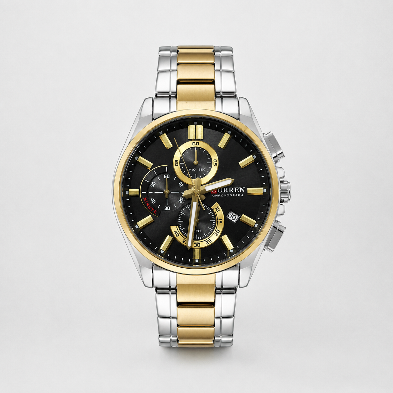 Reloj Curren para caballero 8475-4 Metal bicolor plateado y dorado con esfera negra-0