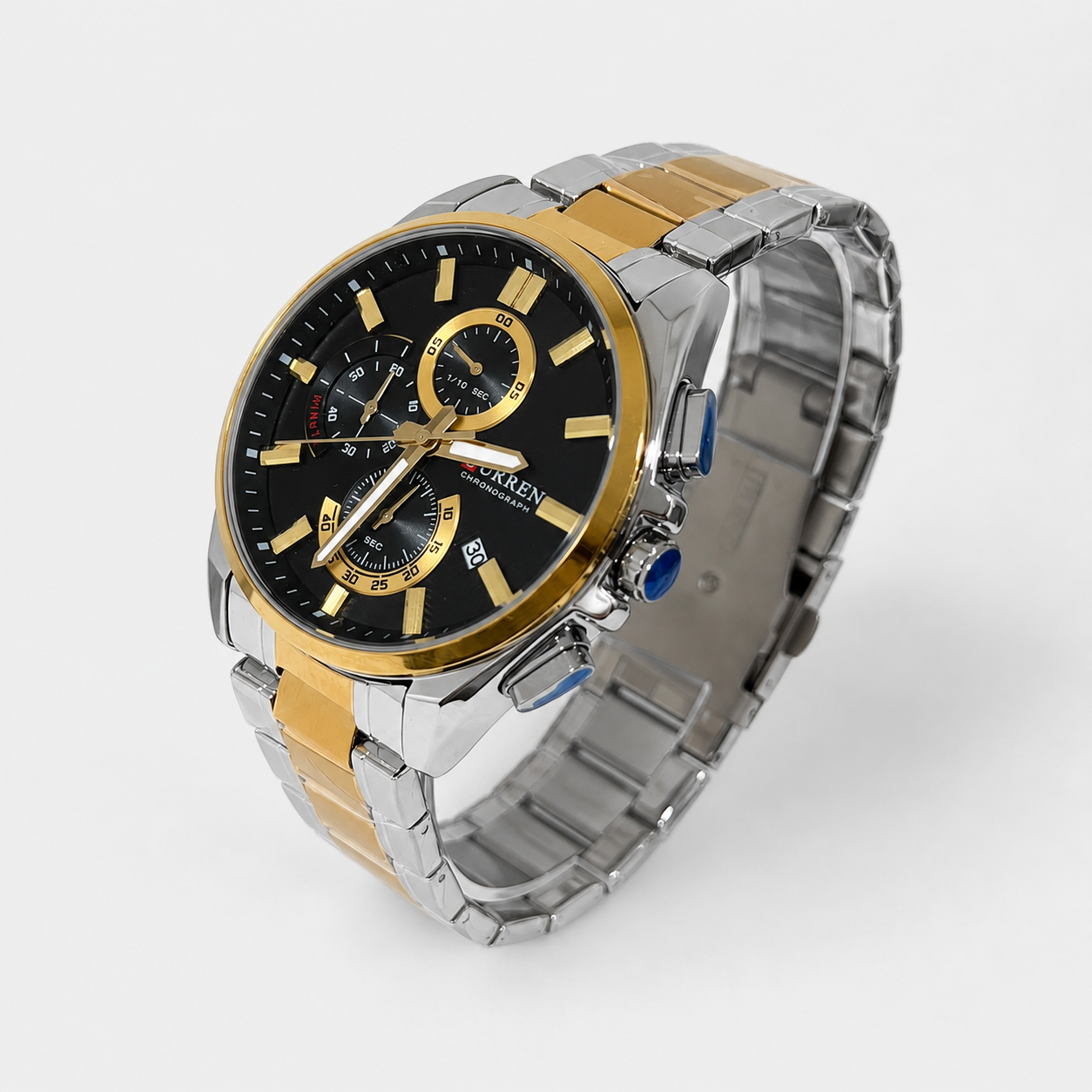 Reloj Curren para caballero 8475-4 Metal bicolor plateado y dorado con esfera negra-1