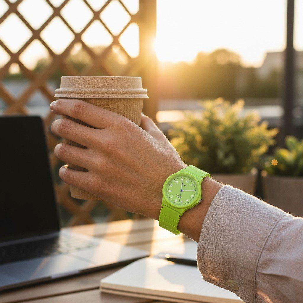 Reloj Casio dama LQ-24B-3B correa resina verde-3