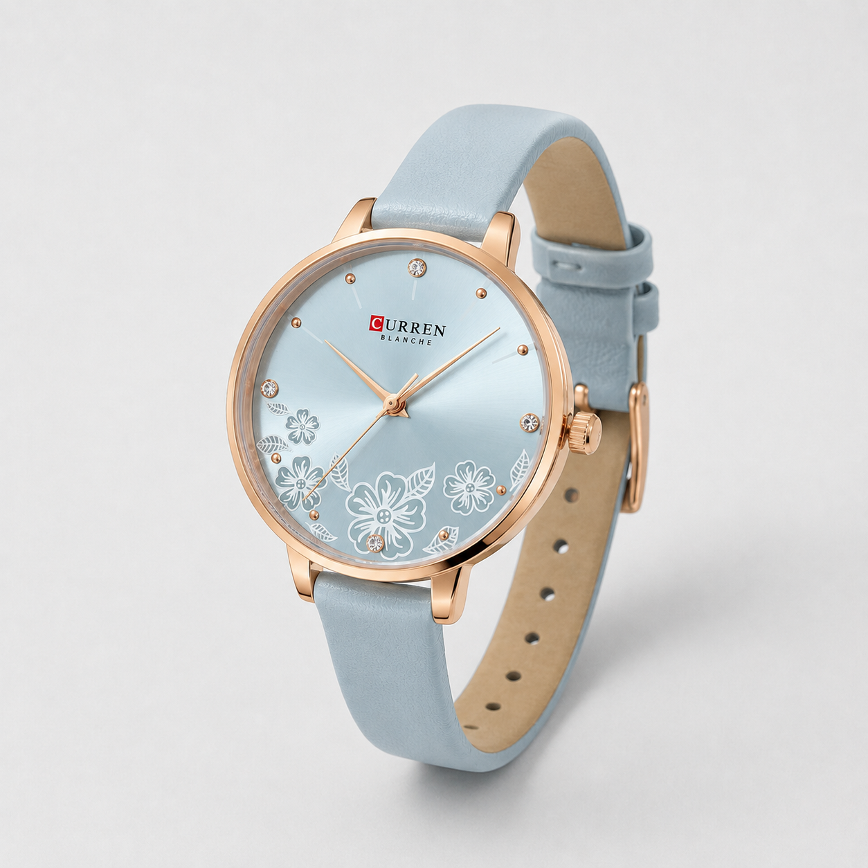 Reloj Curren para dama 9068A-1 Cuero celeste con esfera celeste-2