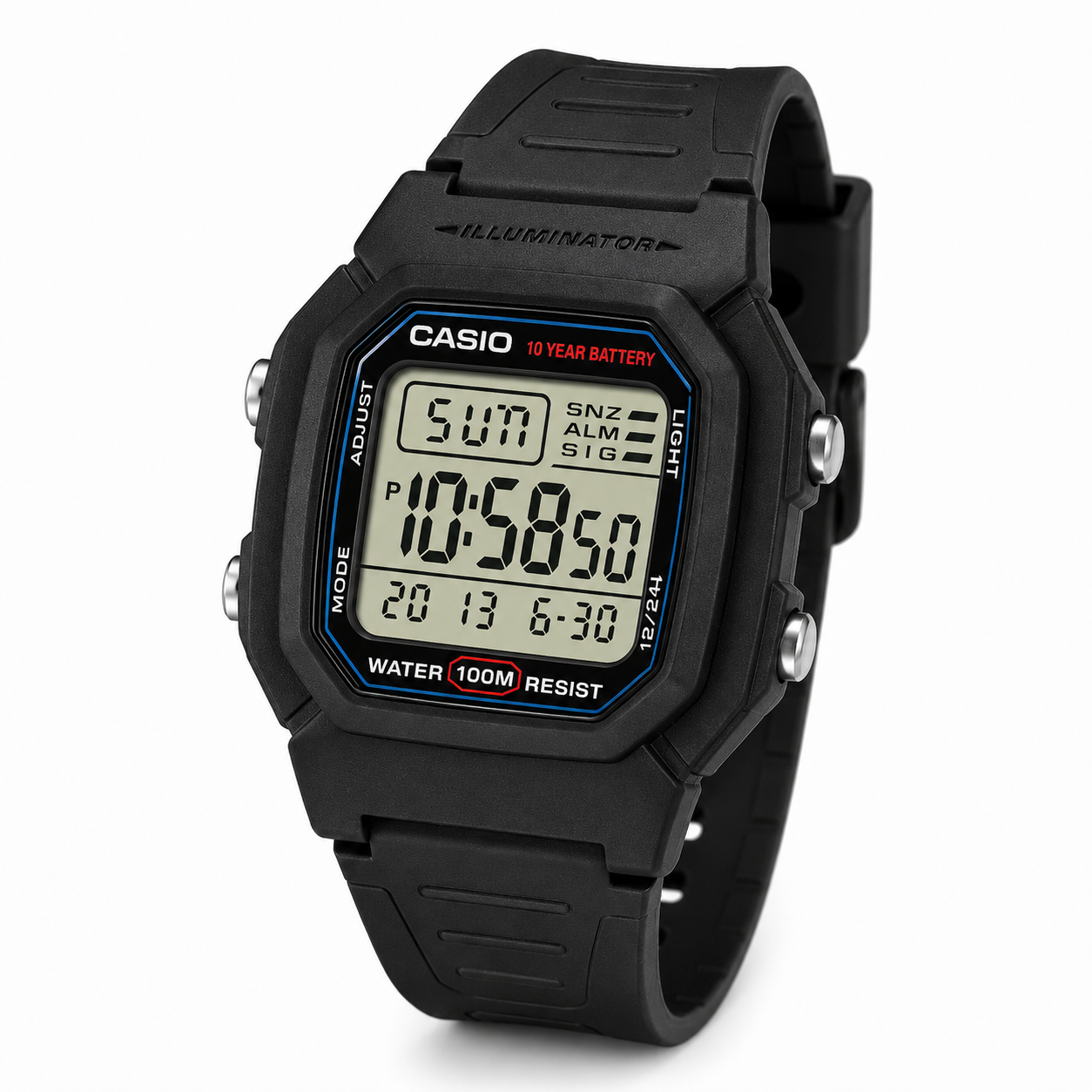 Reloj Casio caballero W 800H 1AV correa resina negro-2