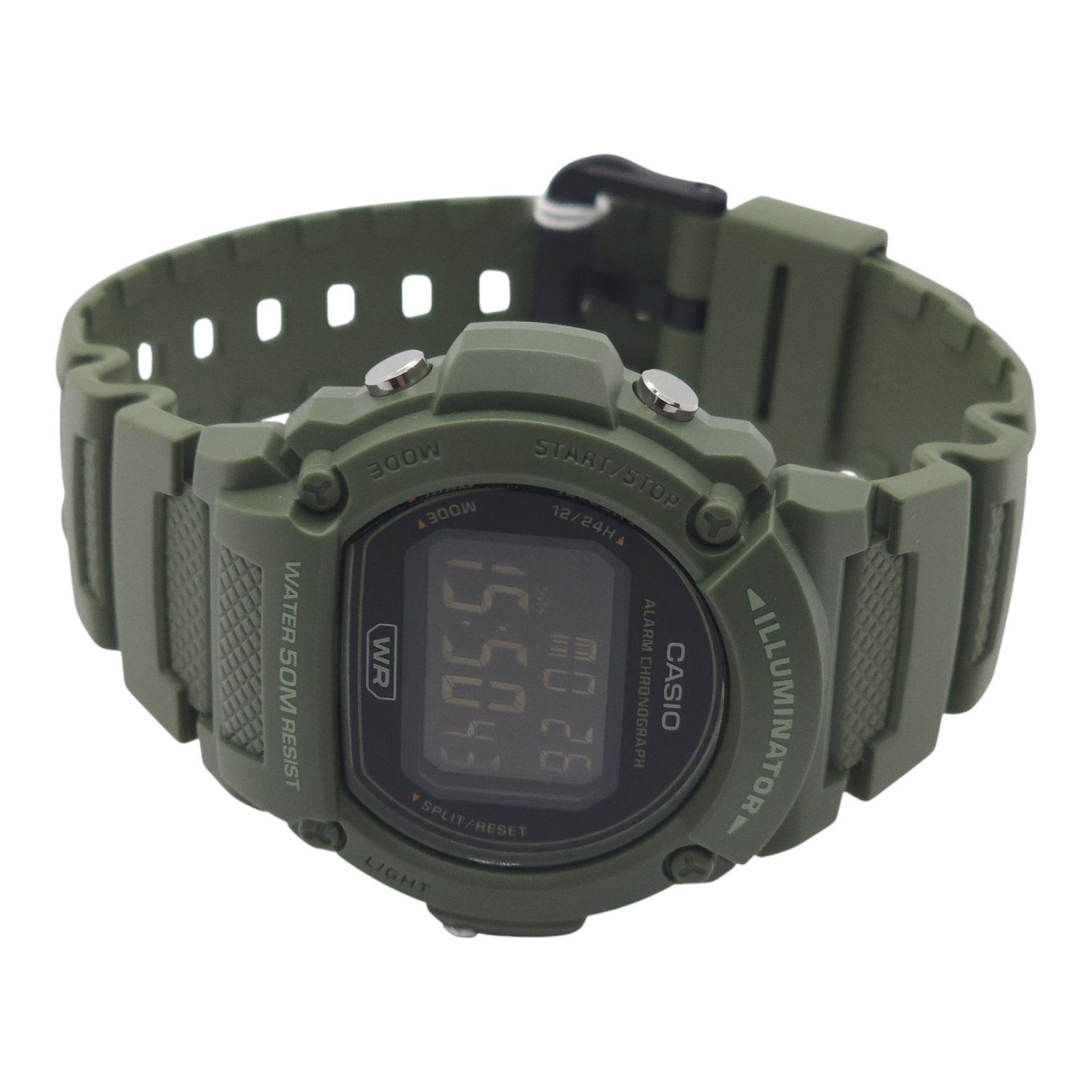 Reloj Pulsera Casio W-219hc-3bvdf Con Correa De Resina Color Verde - Bisel Negro-2