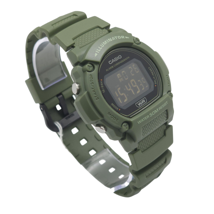 Reloj Pulsera Casio W-219hc-3bvdf Con Correa De Resina Color Verde - Bisel Negro-1