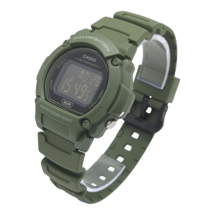Reloj Pulsera Casio W-219hc-3bvdf Con Correa De Resina Color Verde - Bisel Negro-2