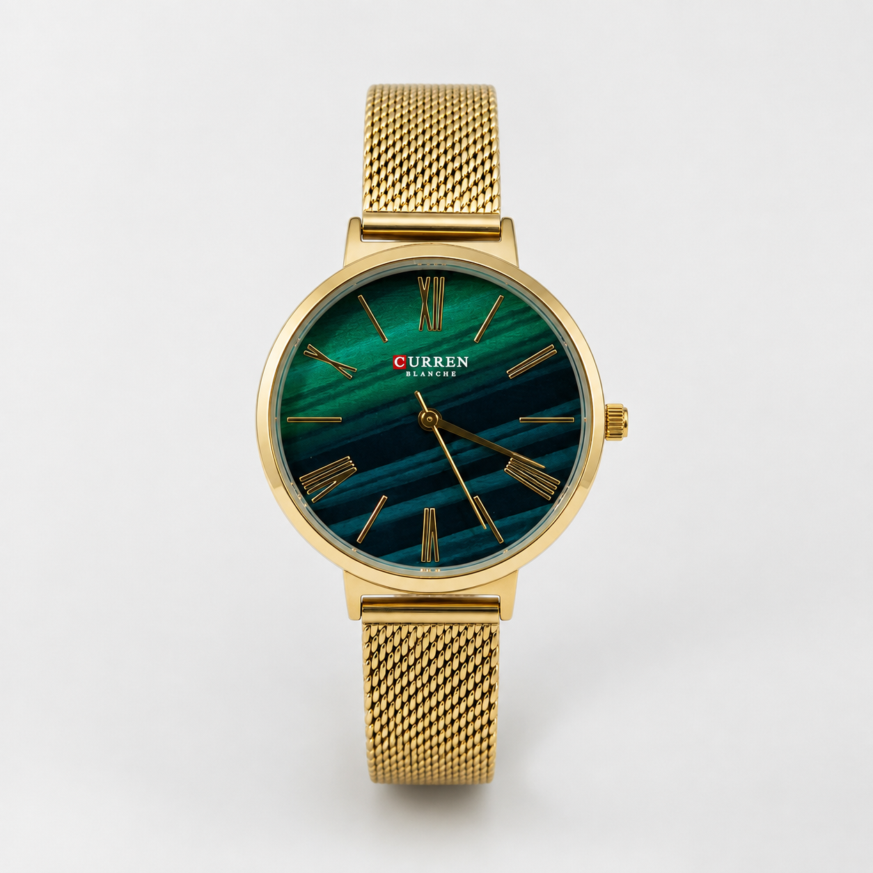 Reloj Curren para dama 9076B-3 Metal dorado con esfera verde-0