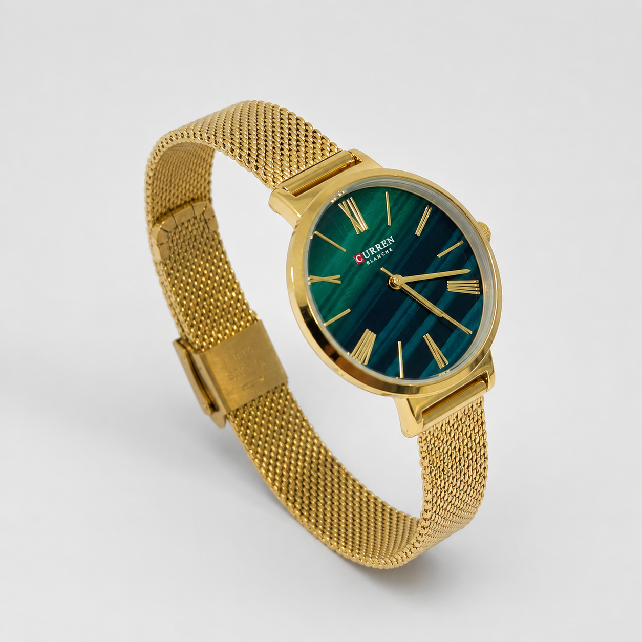 Reloj Curren para dama 9076B-3 Metal dorado con esfera verde-2