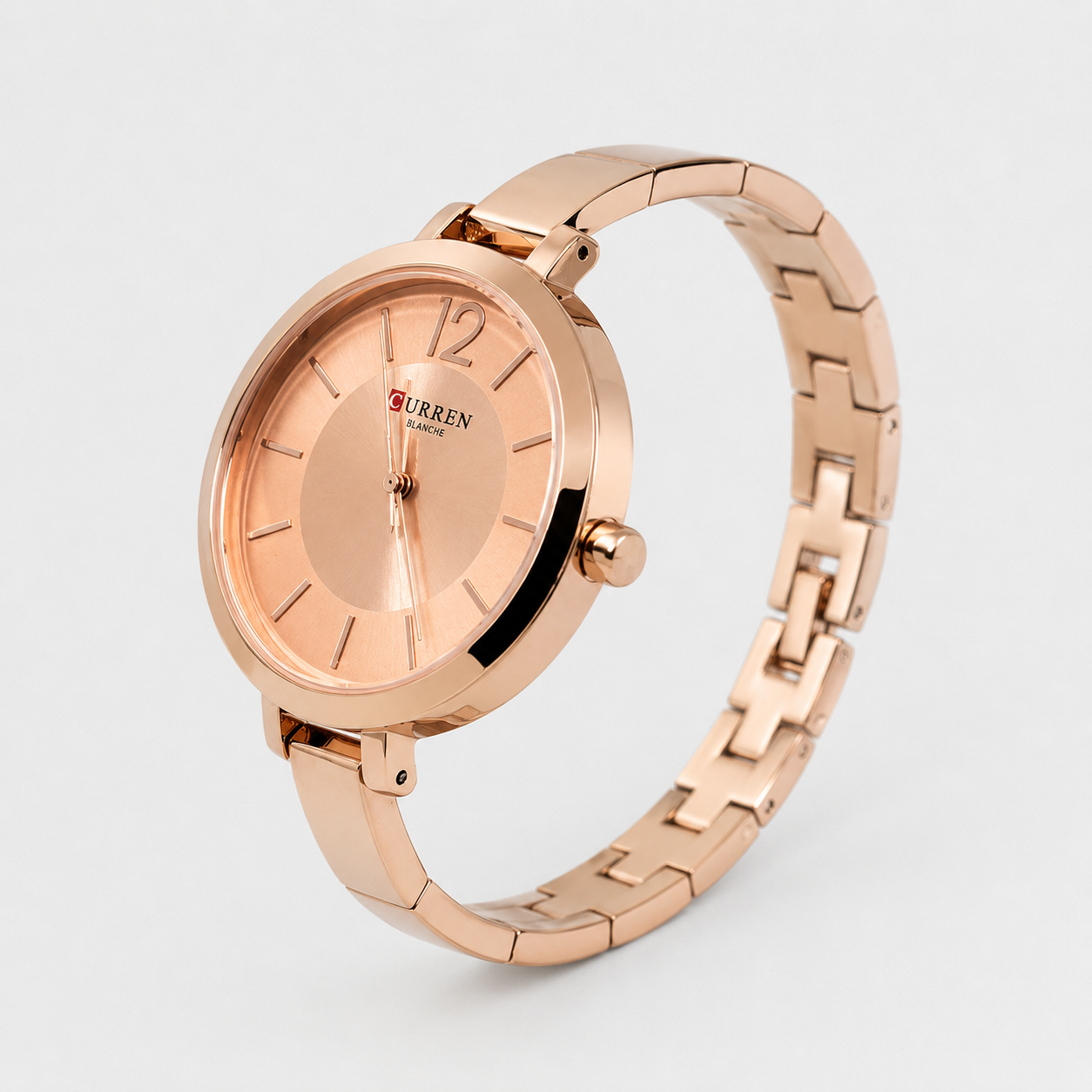Reloj Curren para dama 9012-3 Metal cobre con esfera rosada-2