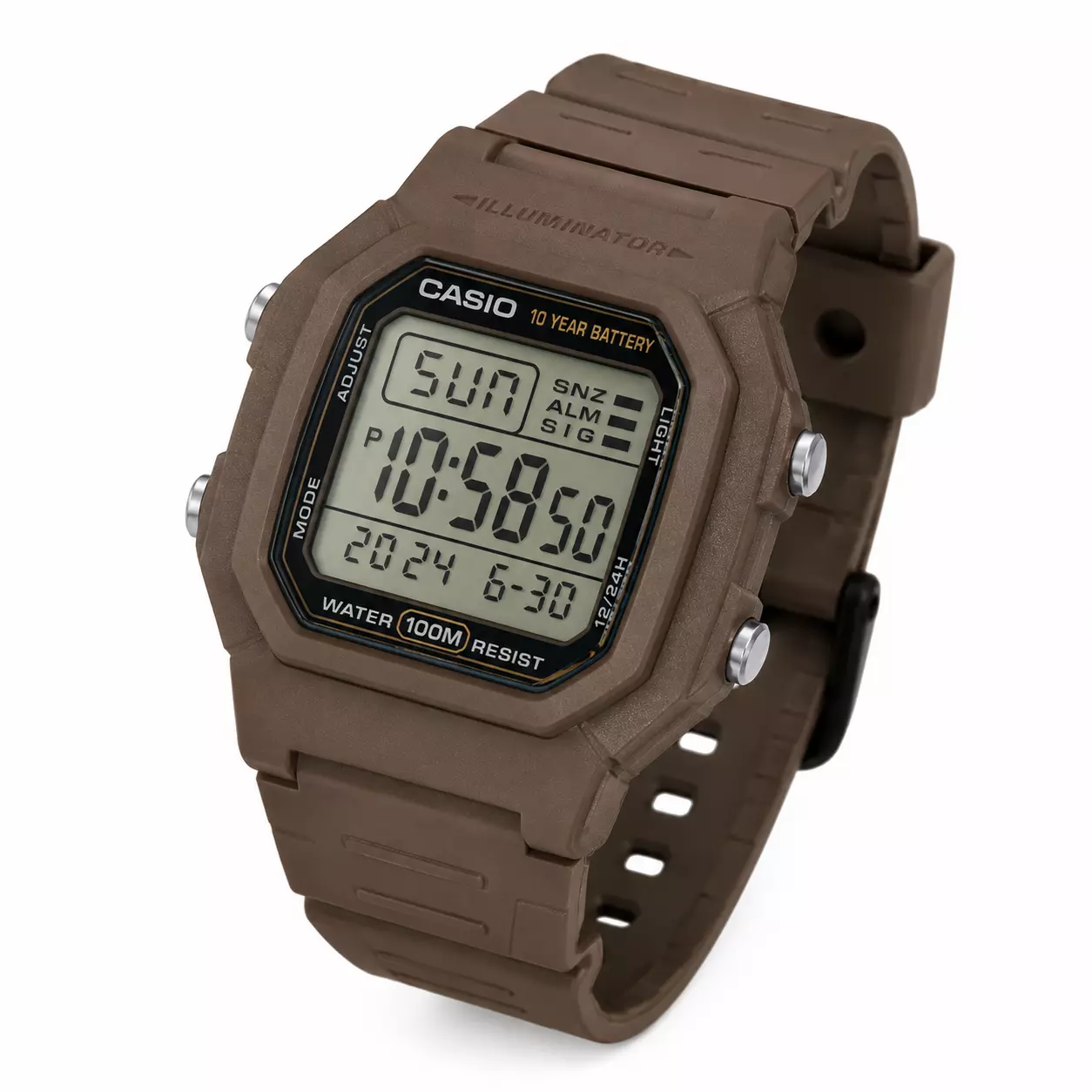 Reloj Casio caballero W 800H 5AV correa resina cafe fondo gris-2