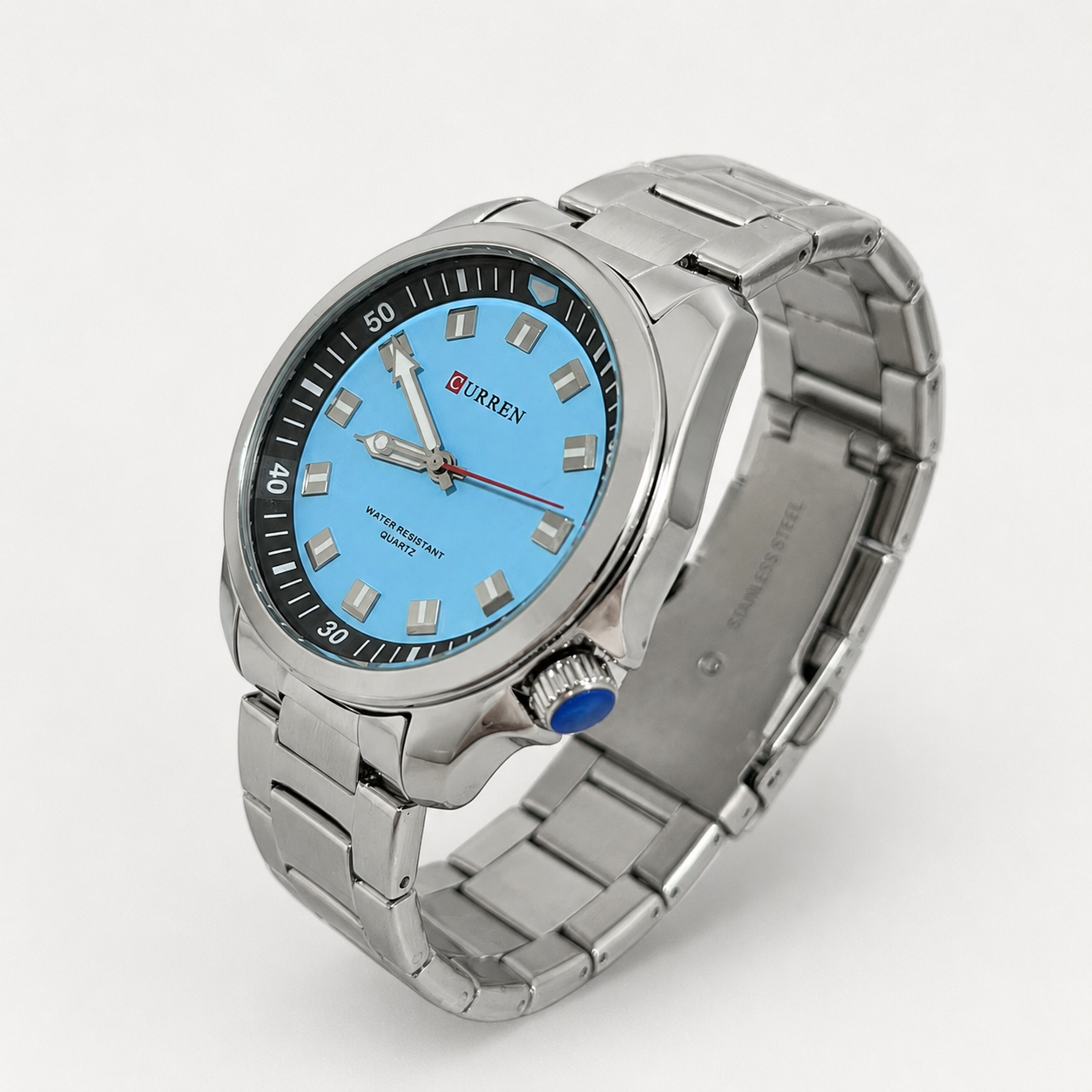 Reloj Curren para caballero 8451-4 Metal plateado con esfera celeste-2