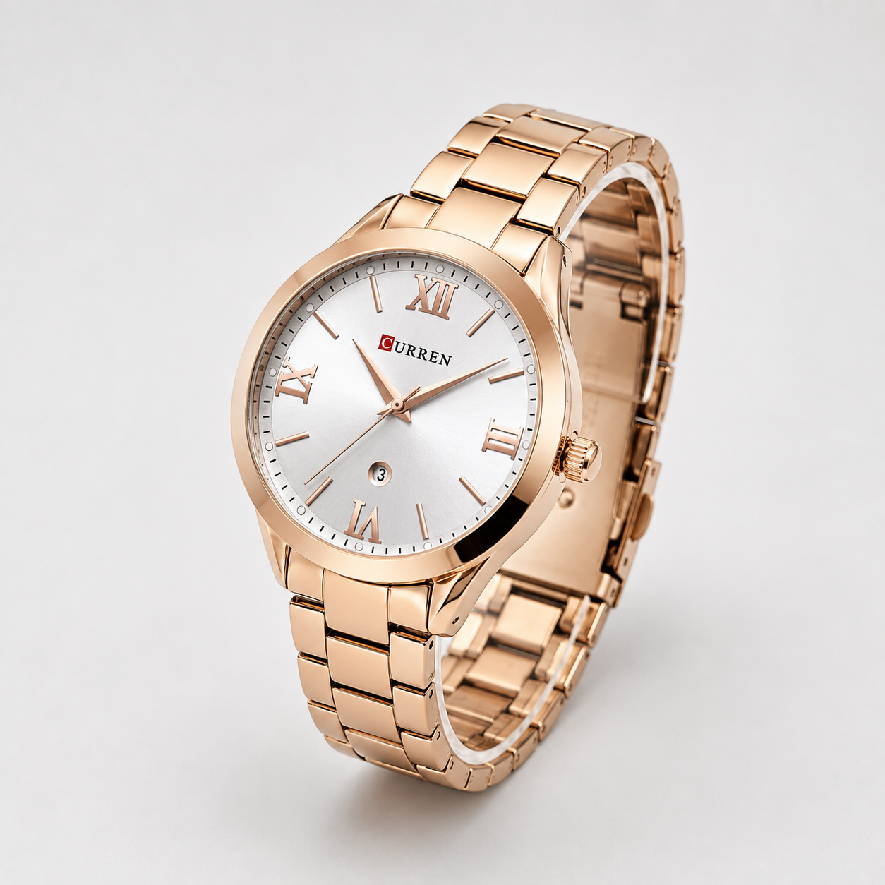 Reloj Curren para dama 9007-2 Metal cobre con esfera blanca-2