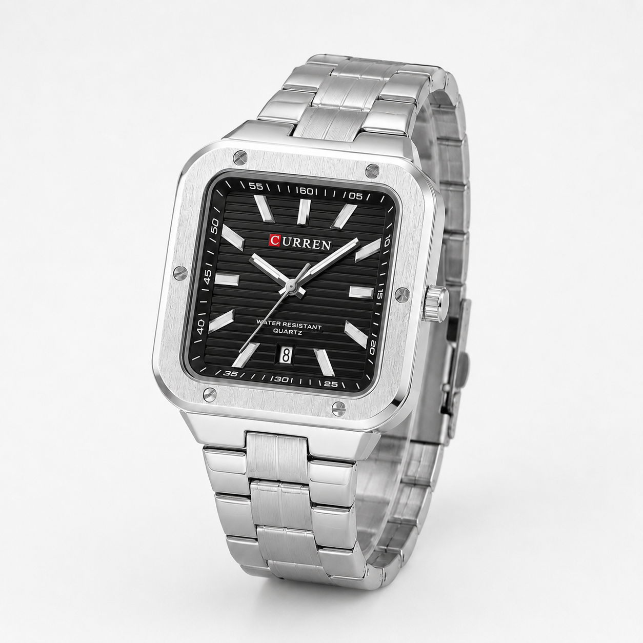 Reloj Curren para caballero 8479-1 Metal plateado con esfera negra-2