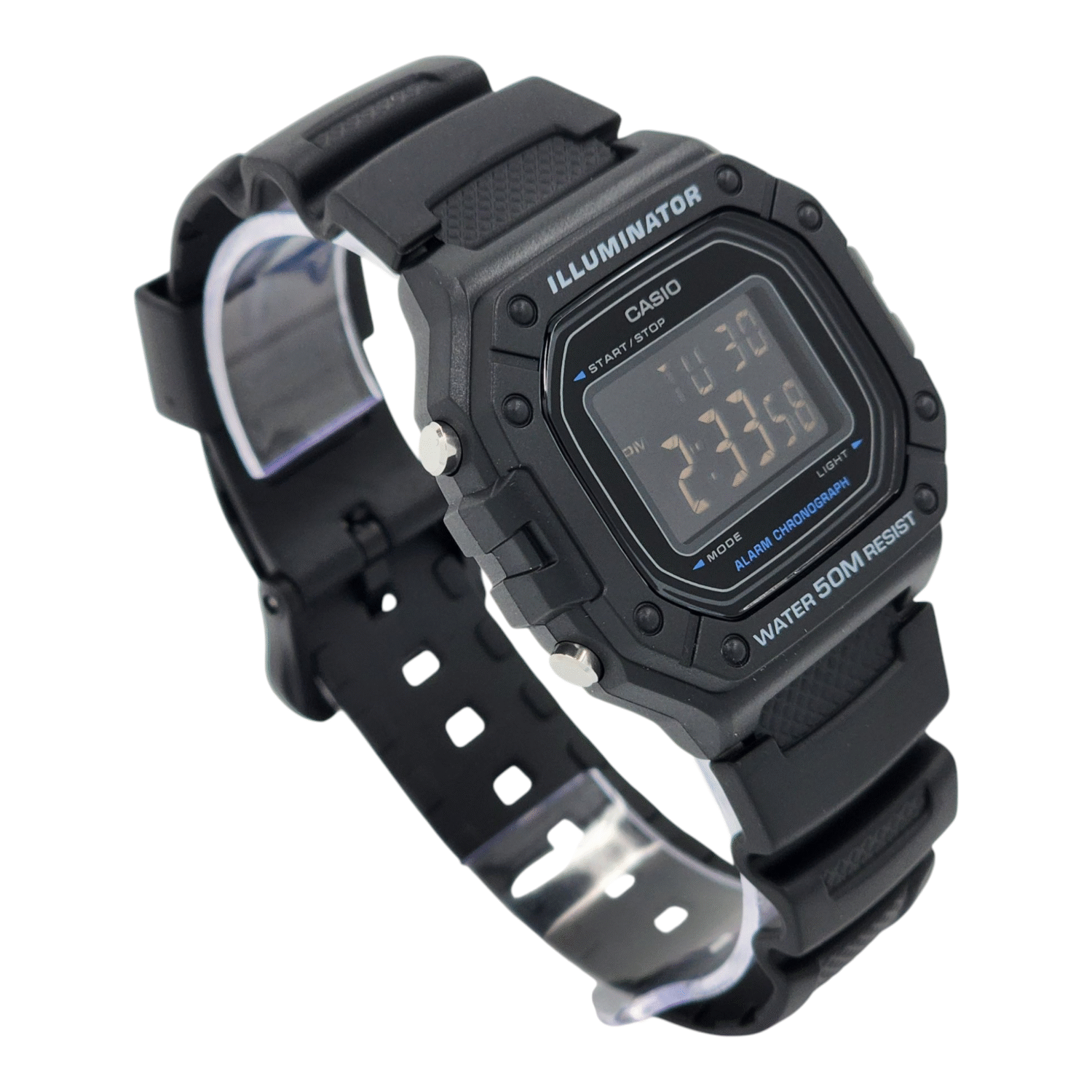 Reloj De Pulsera Casio W-218H-1B Color De La Correa Negro Fondo Negro-2