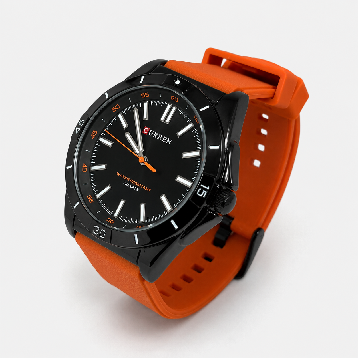 Reloj Curren para caballero 8449-4 Resina naranja con esfera negra-2
