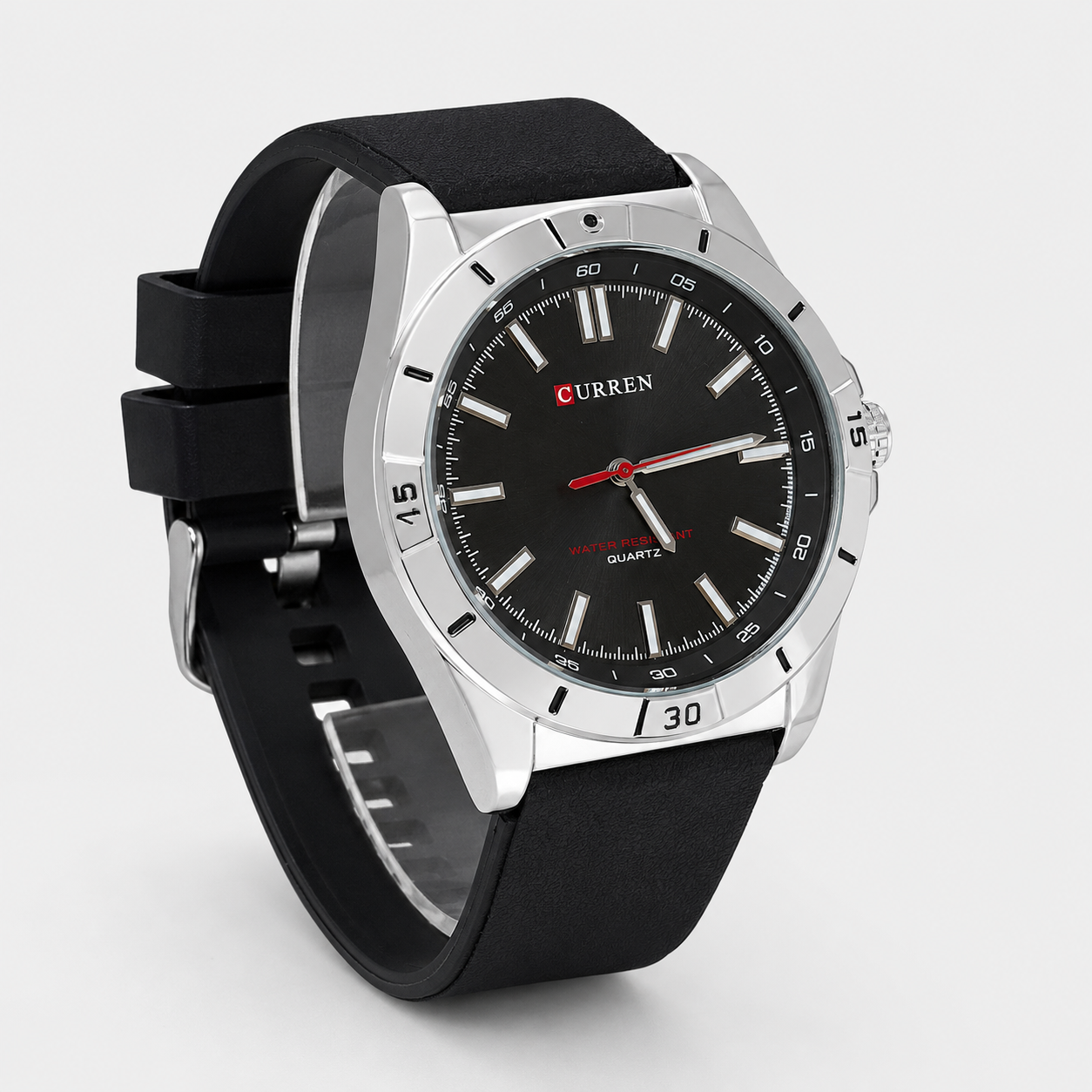 Reloj Curren para caballero 8449-1 Resina negro con esfera negra-2
