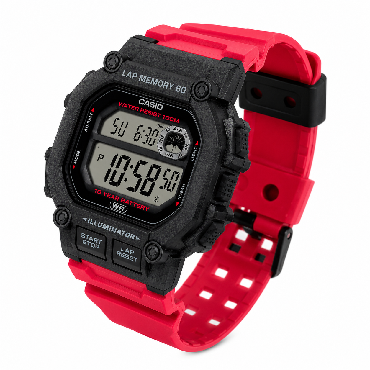 Reloj de pulsera Casio caballero WS-1400H-4AV correa rojo-2