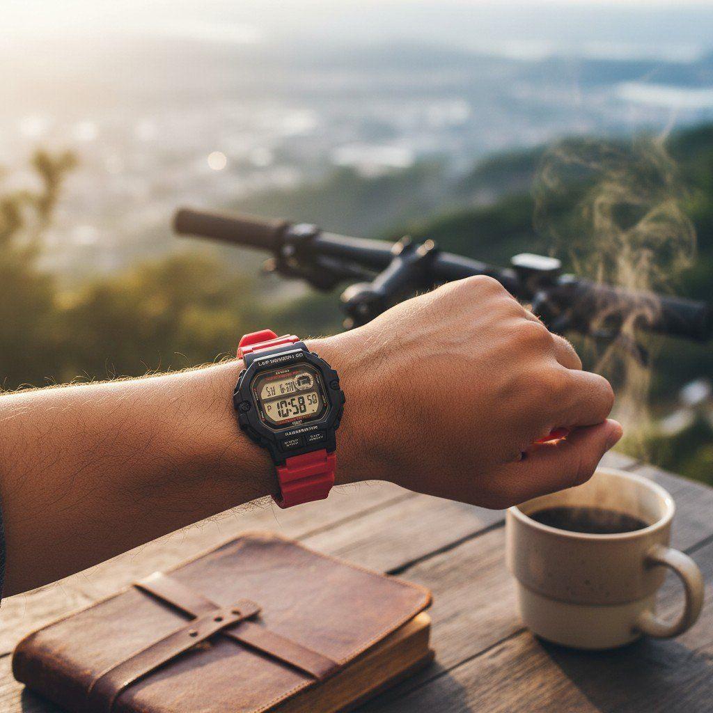 Reloj de pulsera Casio caballero WS-1400H-4AV correa rojo-5