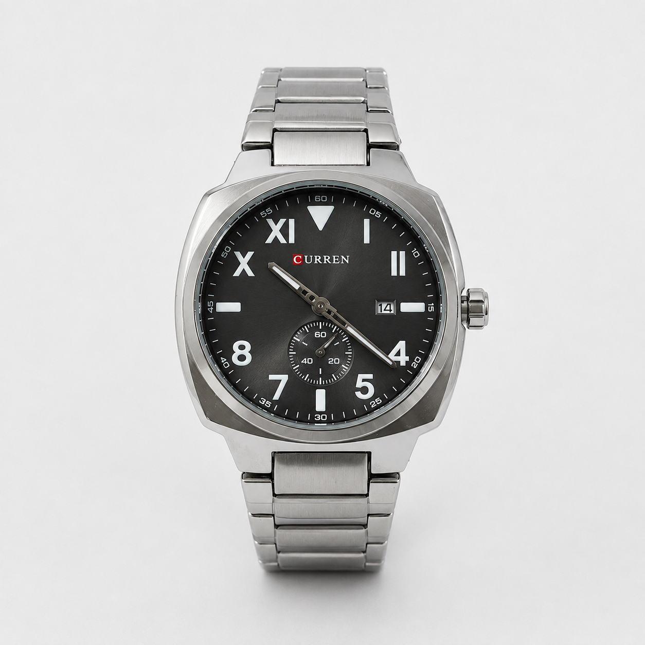 Reloj Curren para caballero 8472-1 Metal plateado con esfera negra-0