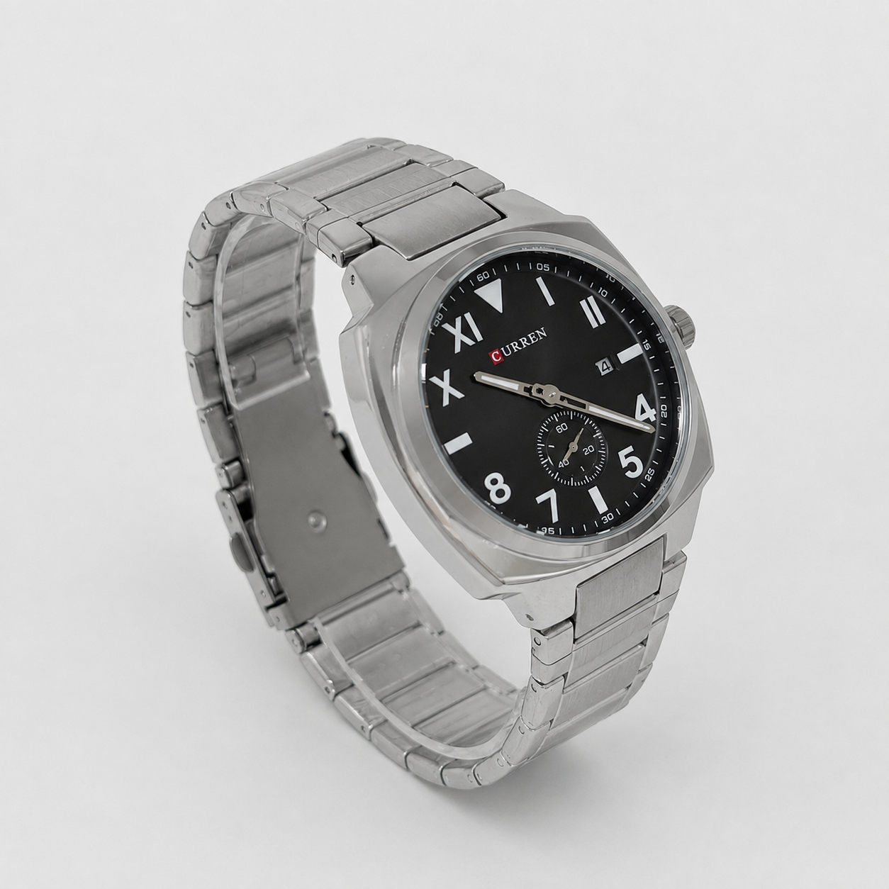 Reloj Curren para caballero 8472-1 Metal plateado con esfera negra-2