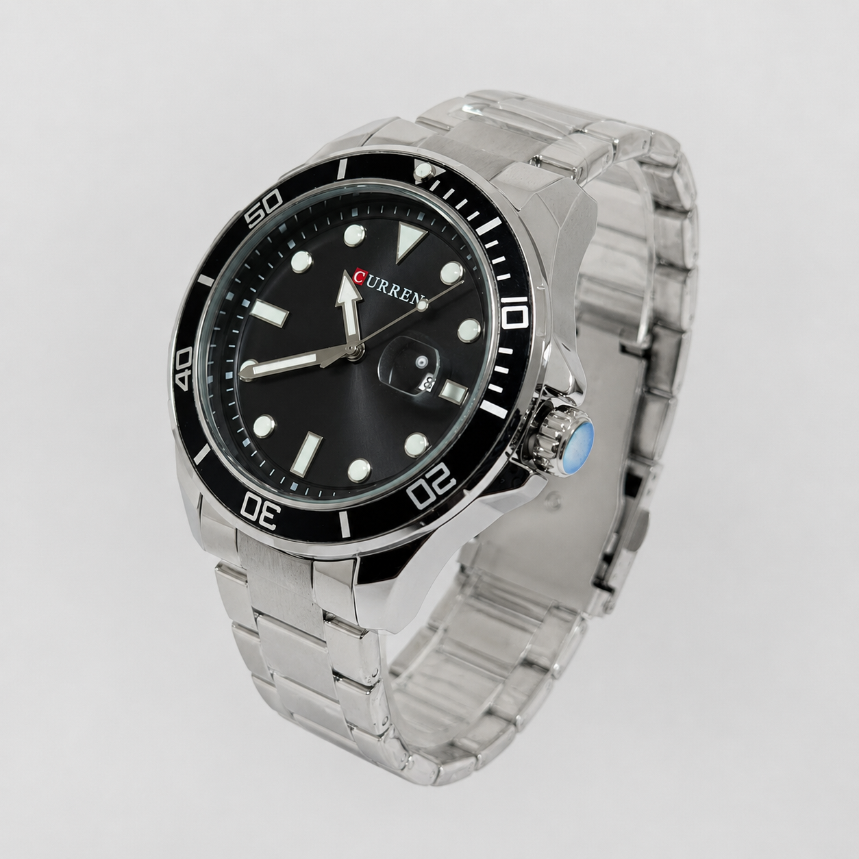 Reloj Curren para caballero 8388-1 Metal plateado con esfera negra-1