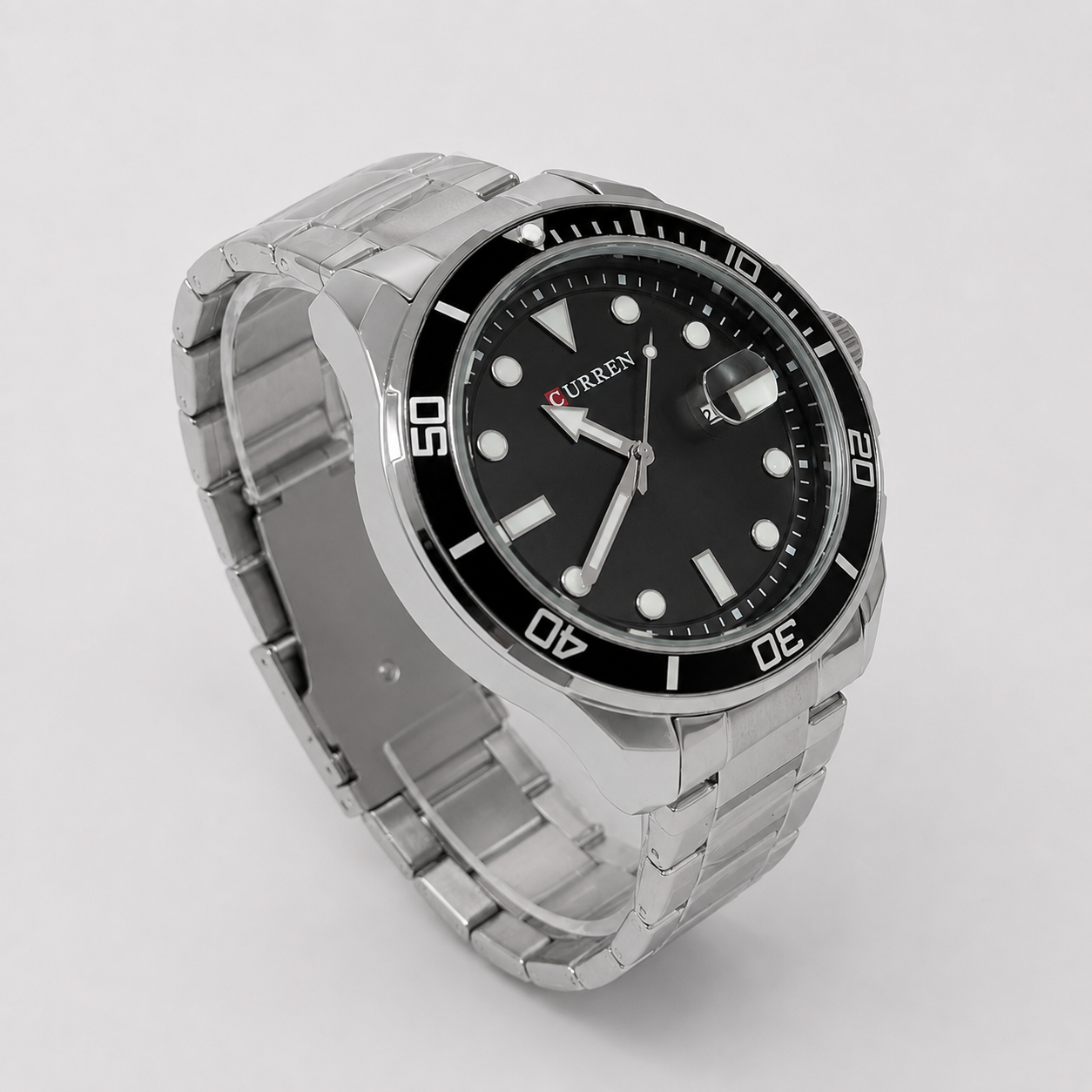 Reloj Curren para caballero 8388-1 Metal plateado con esfera negra-2