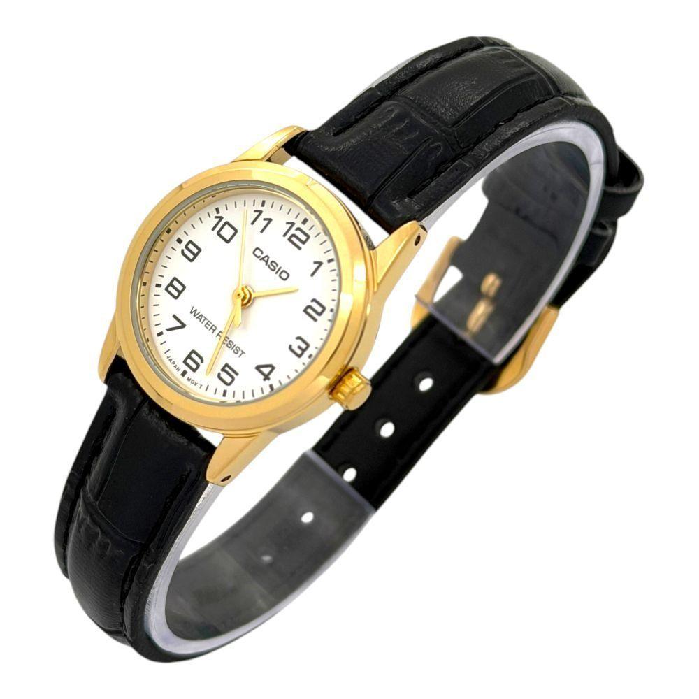 Reloj Casio dama LTP-V001GL-7B correa cuero negro fondo blanco-2