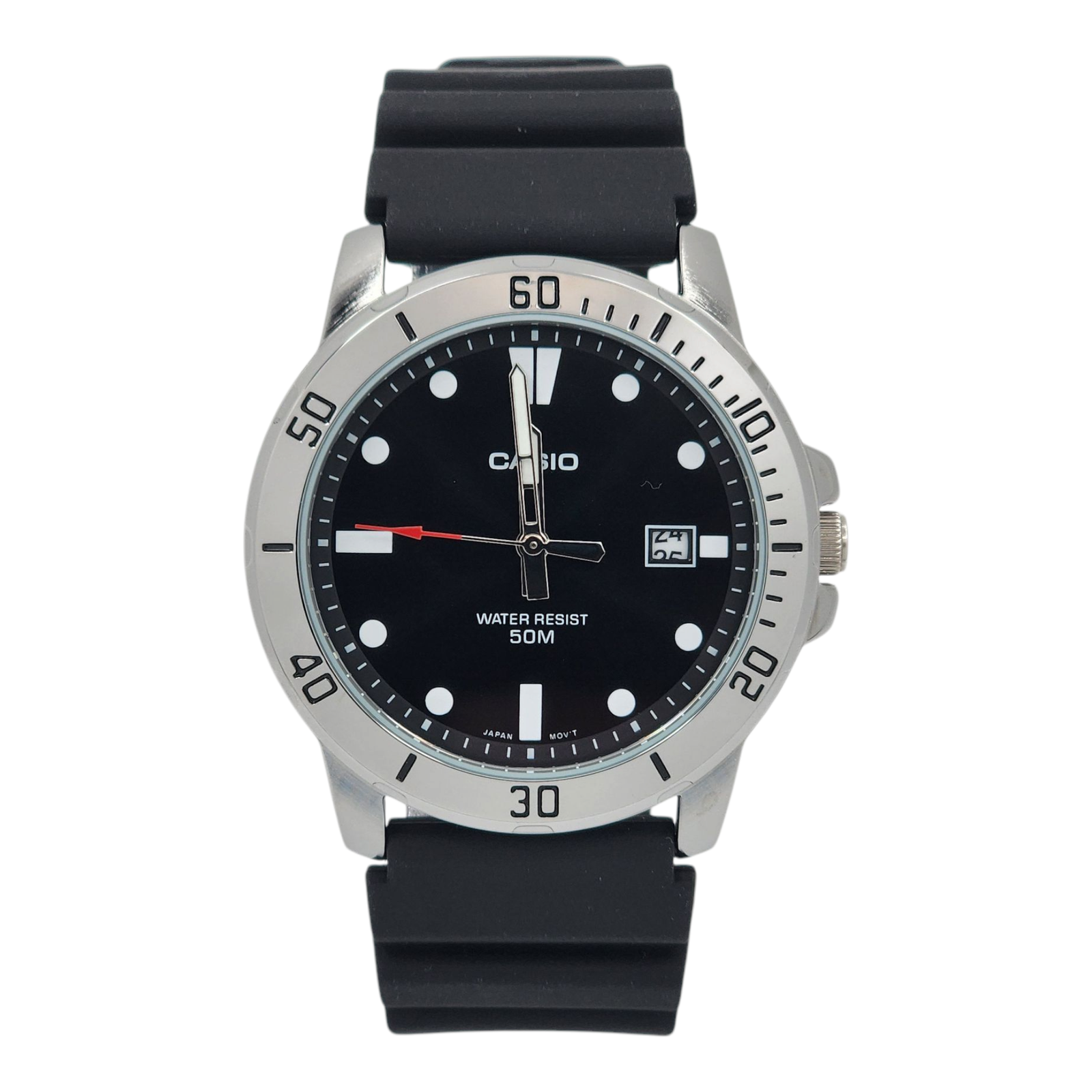 Reloj Casio MTP-VD01-1EV Correa Resina Negro esfera metalica-0