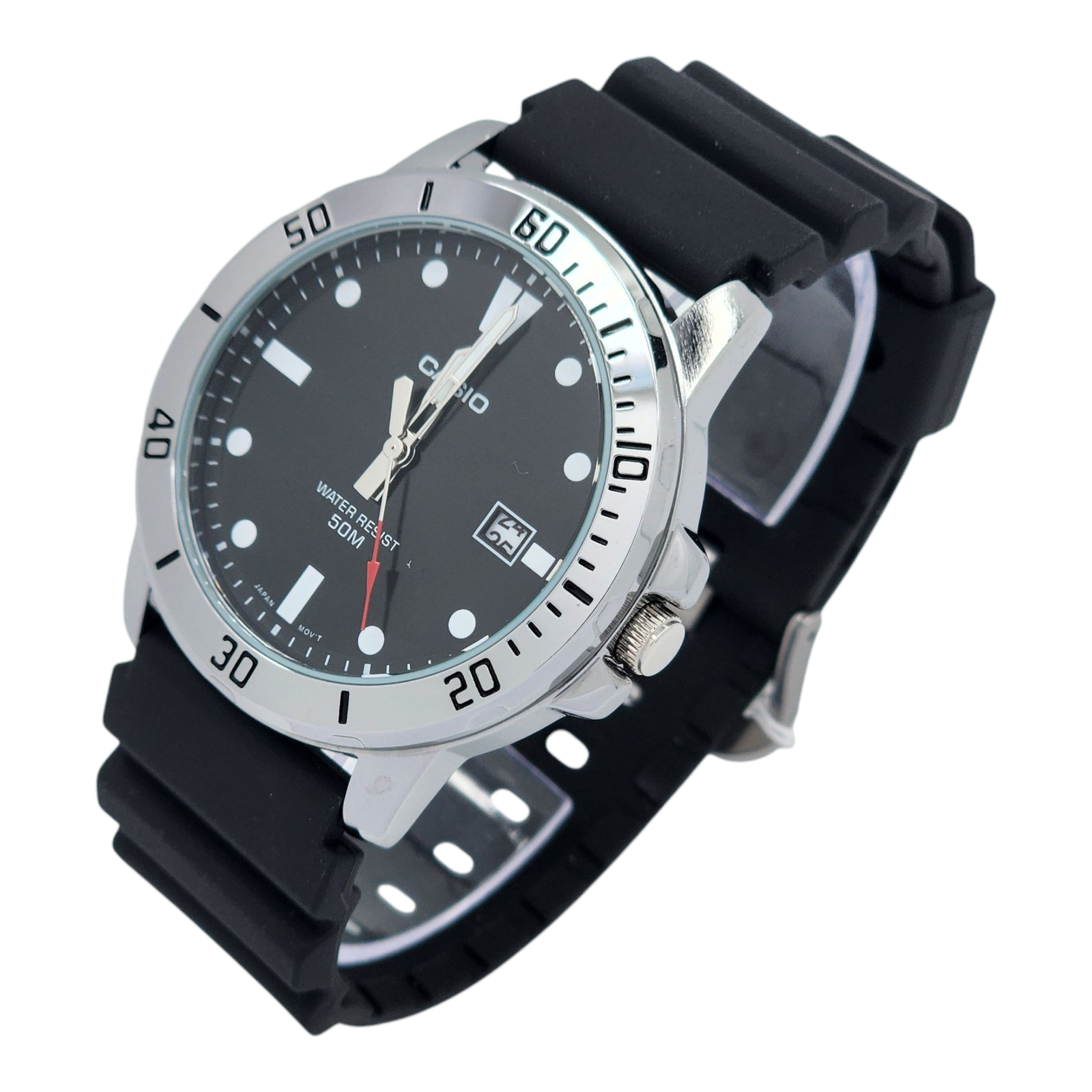 Reloj Casio MTP-VD01-1EV Correa Resina Negro esfera metalica-1