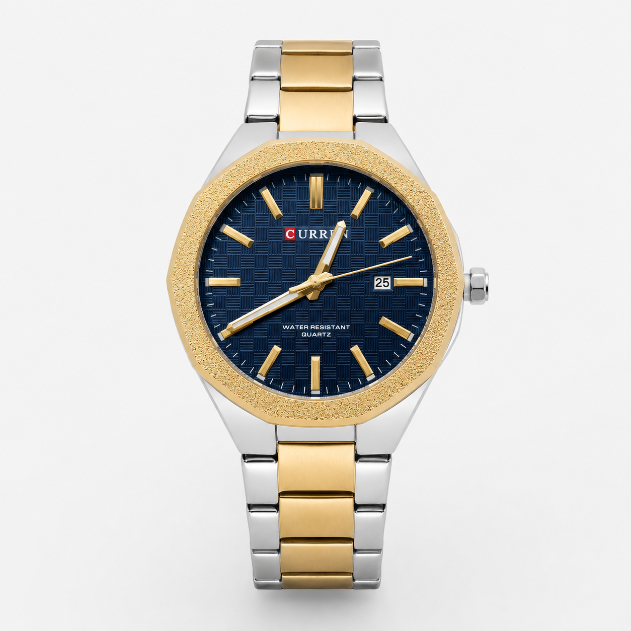 Reloj Curren para caballero 8477-3 Metal bicolor plateado y dorado con esfera azul-0