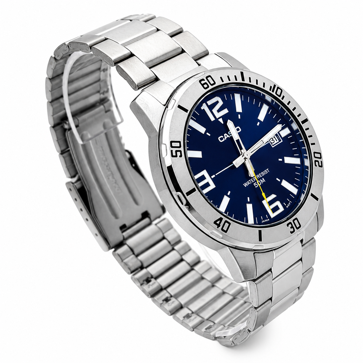 Reloj Casio caballero MTP-VD01D-2BV acero inoxidable fondo azul-1
